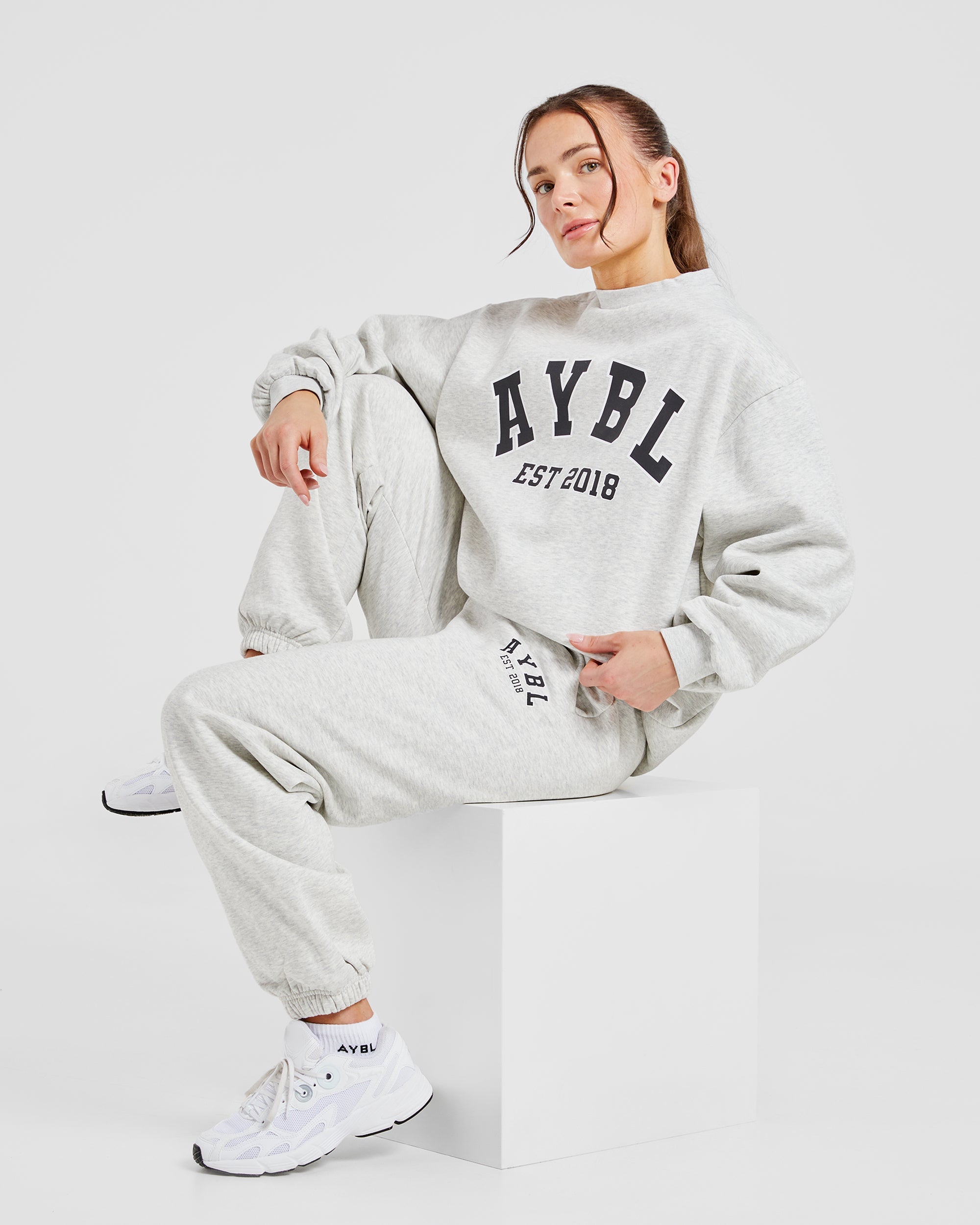 Varsity Graphic Oversized Sweatshirt - Grijs Marl