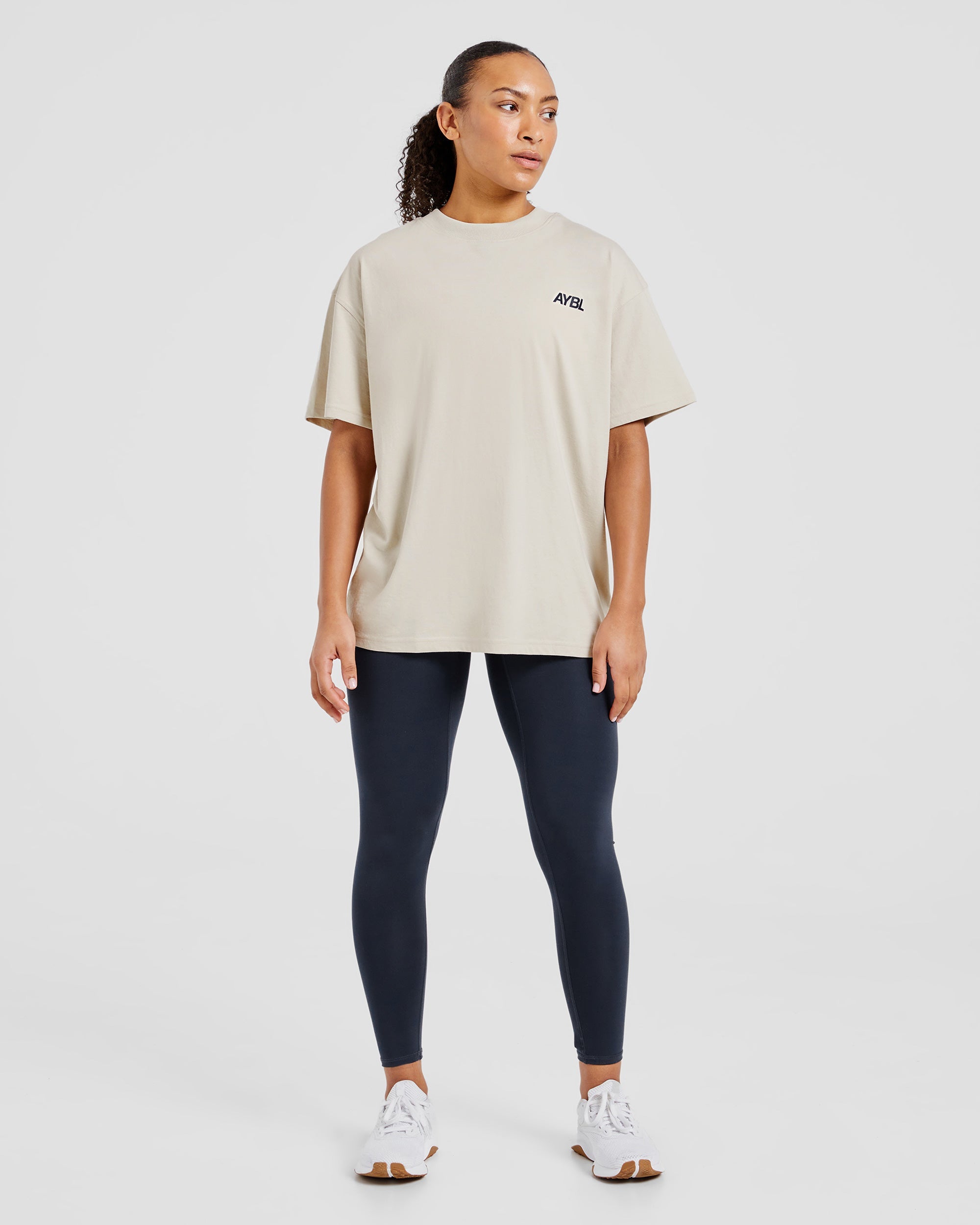 AYBL Sports Club Oversized T Shirt - Sand/Navy