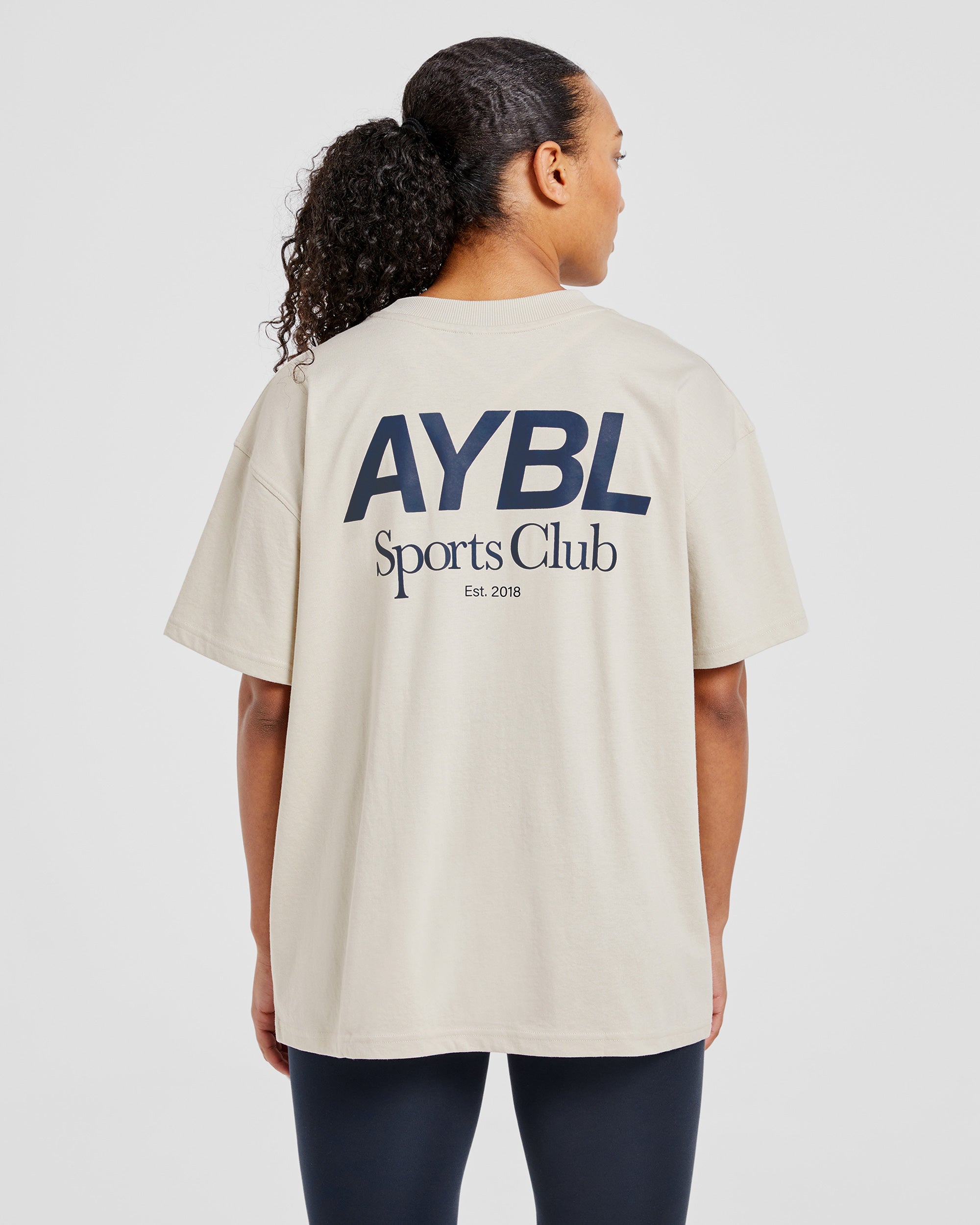 AYBL Sports Club Oversized T Shirt - Sand/Navy