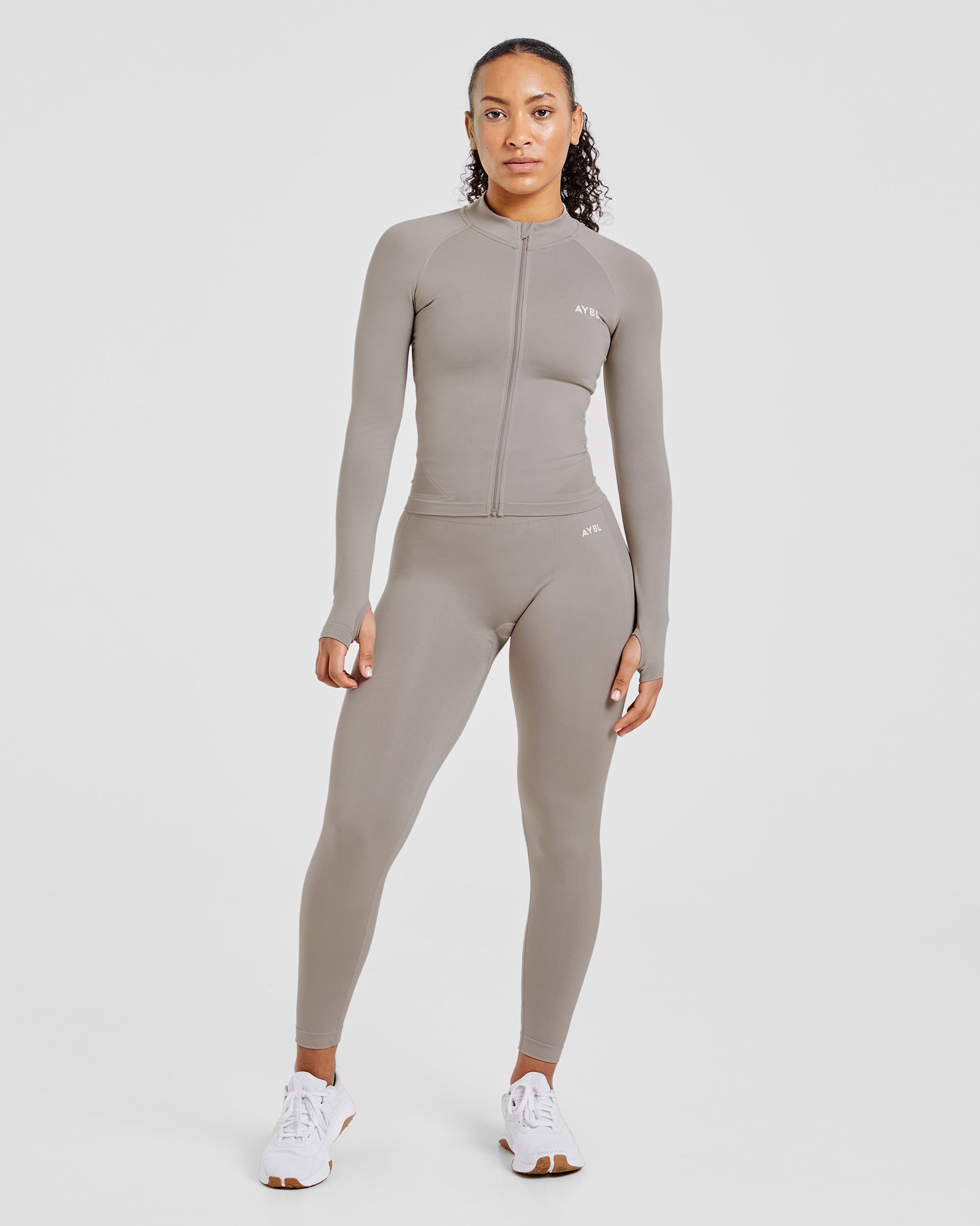 Empower Seamless Full Zip Jacket - Taupe