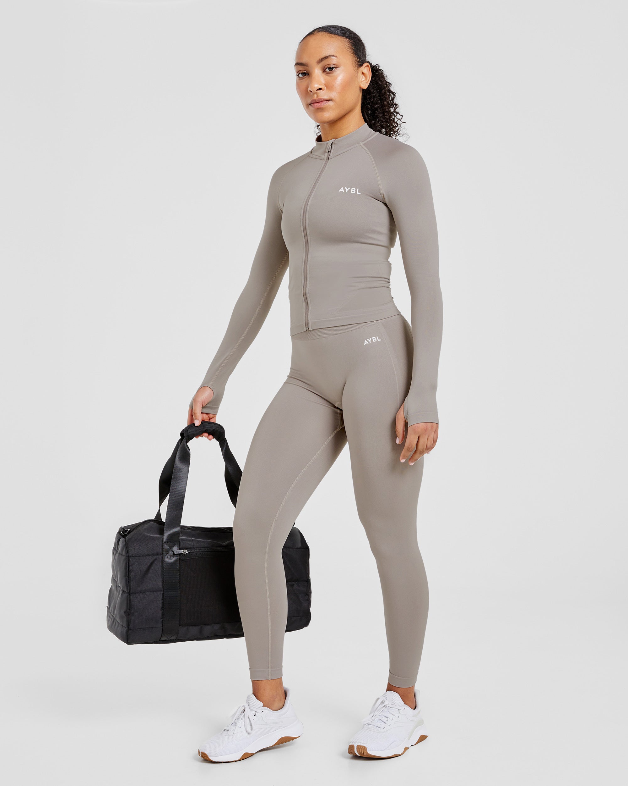 Empower Seamless Full Zip Jacket - Taupe