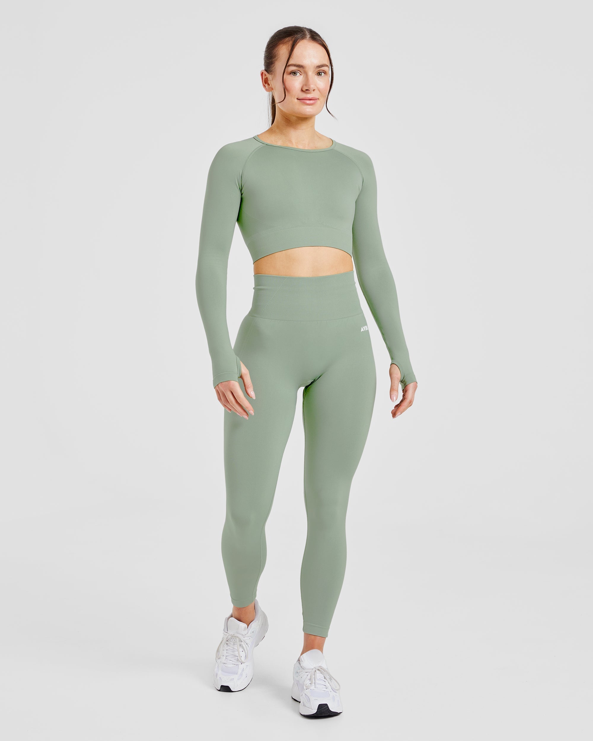 Empower Seamless Long Sleeve Crop Top - Grove Groen