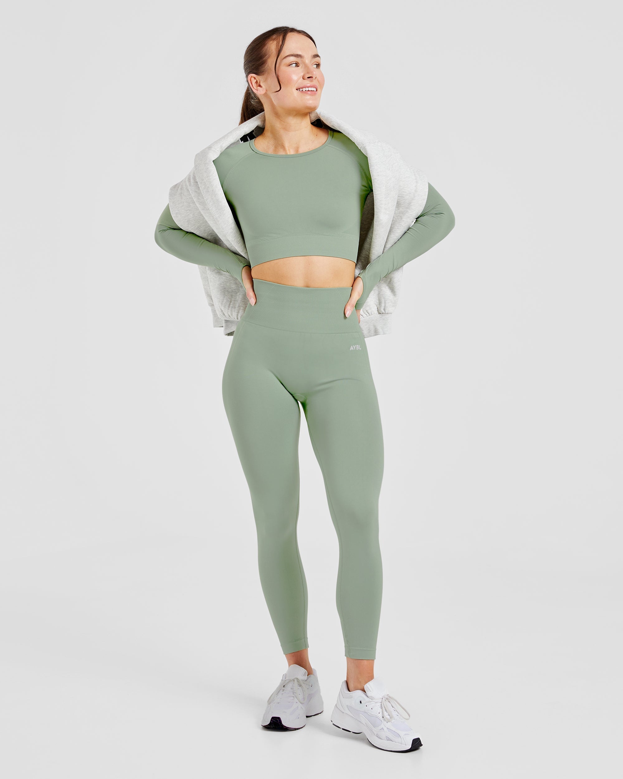 Empower Seamless Long Sleeve Crop Top - Grove Groen