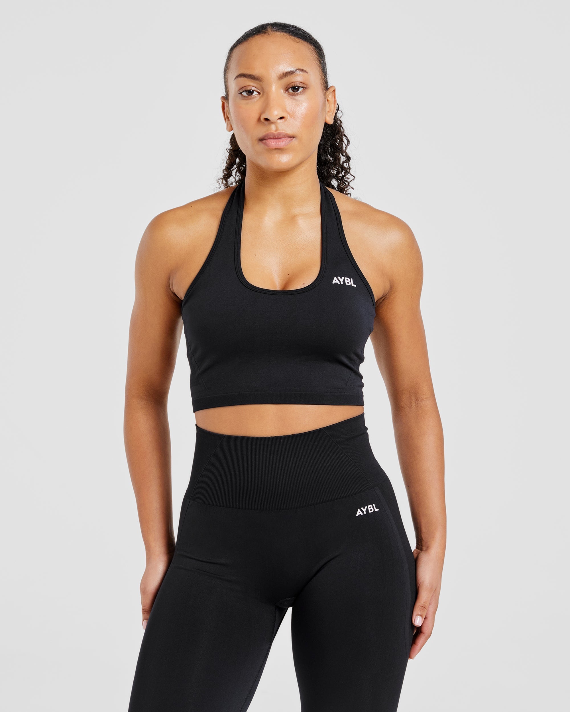 Empower Seamless Halterneck Crop Top - Zwart