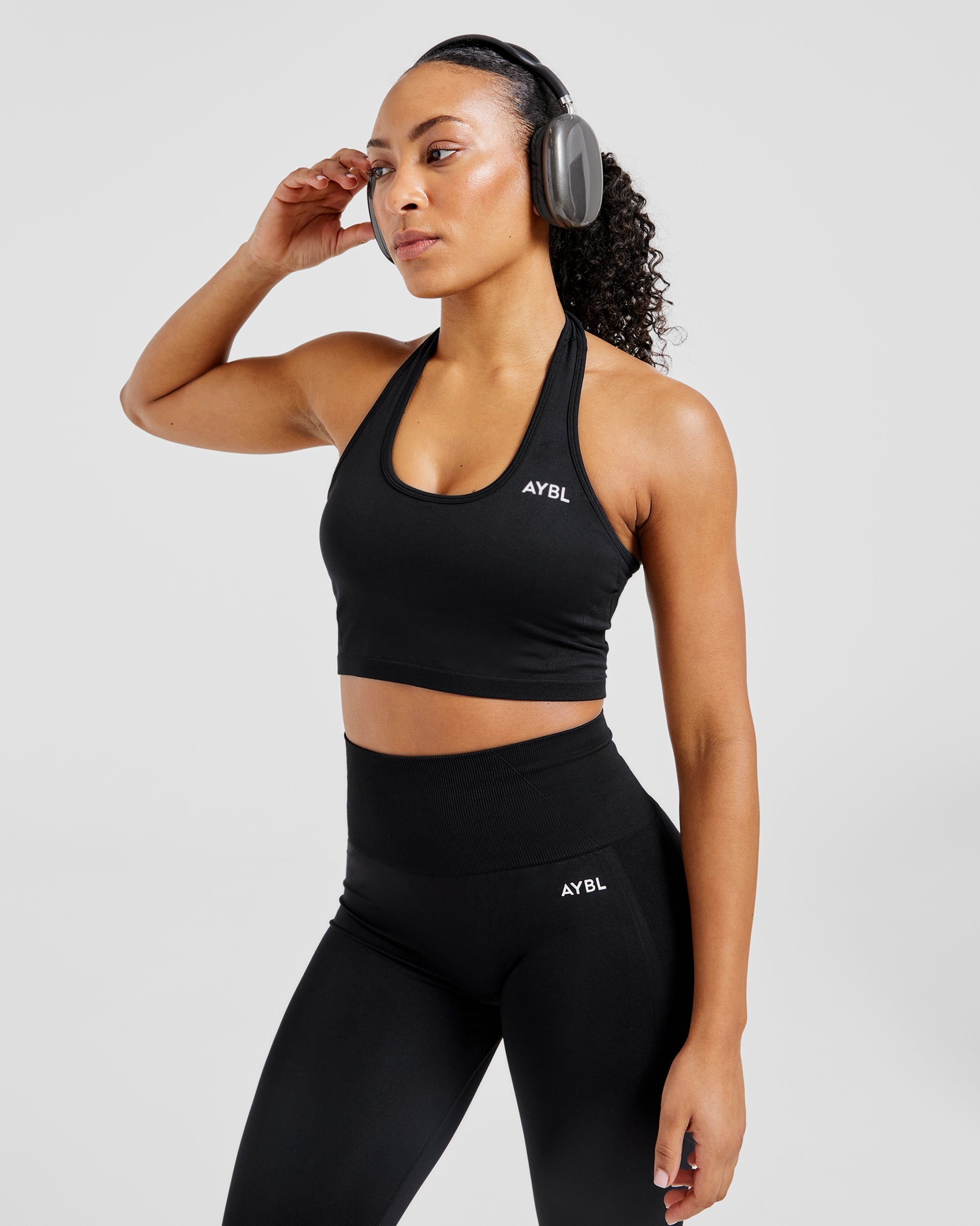 Empower Seamless Halterneck Crop Top - Zwart