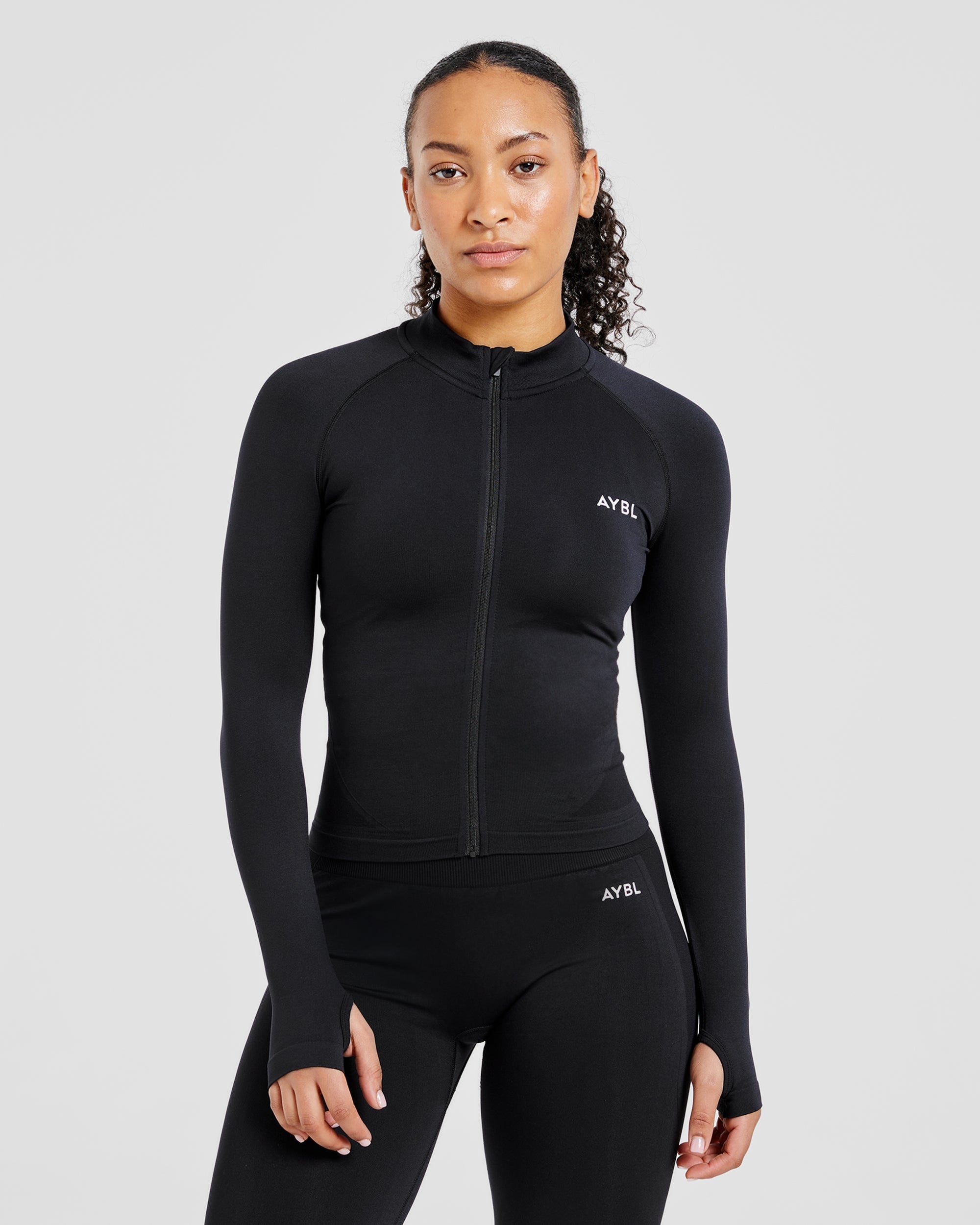 Empower Seamless Full Zip Jacket - Zwart