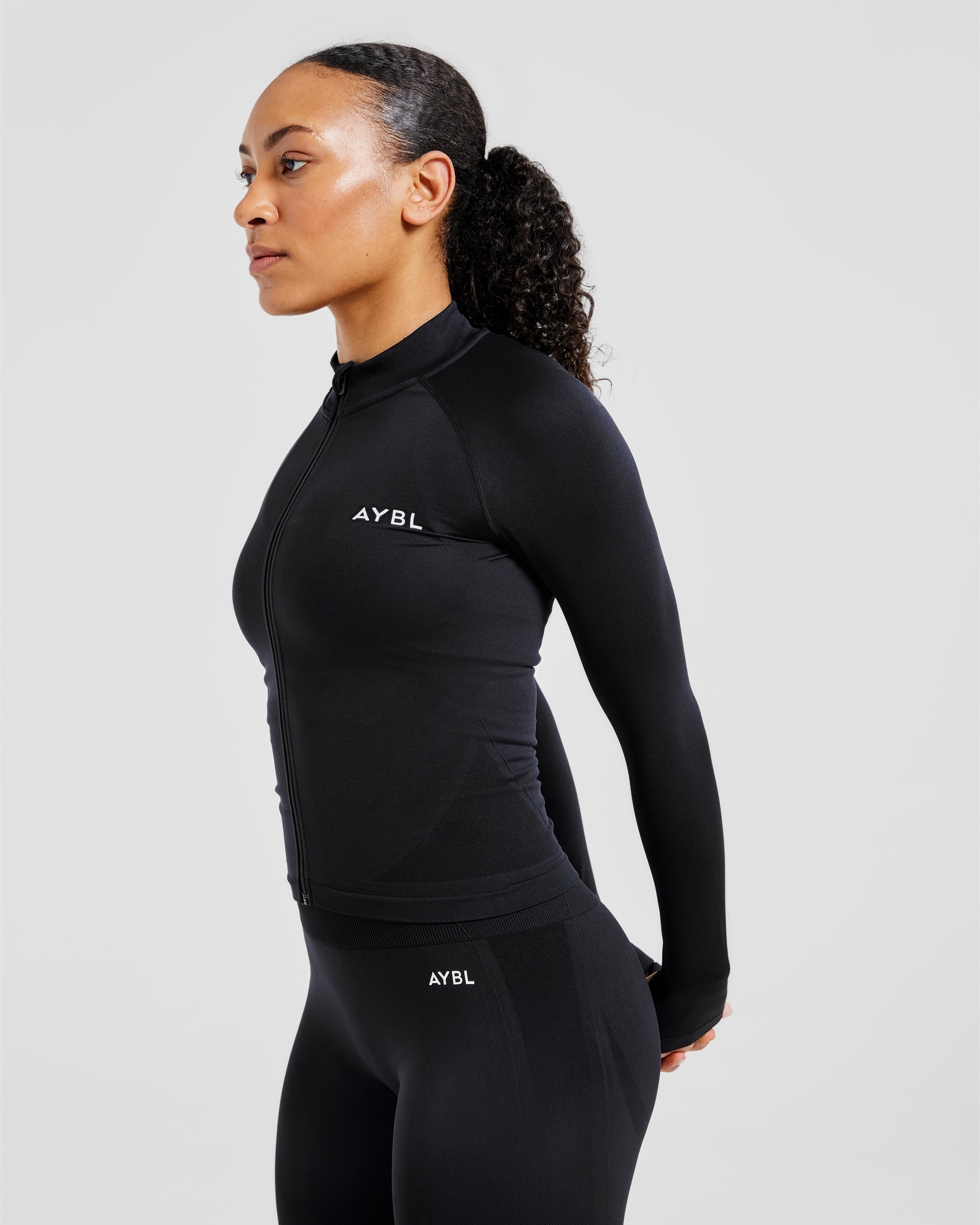 Empower Seamless Full Zip Jacket - Zwart