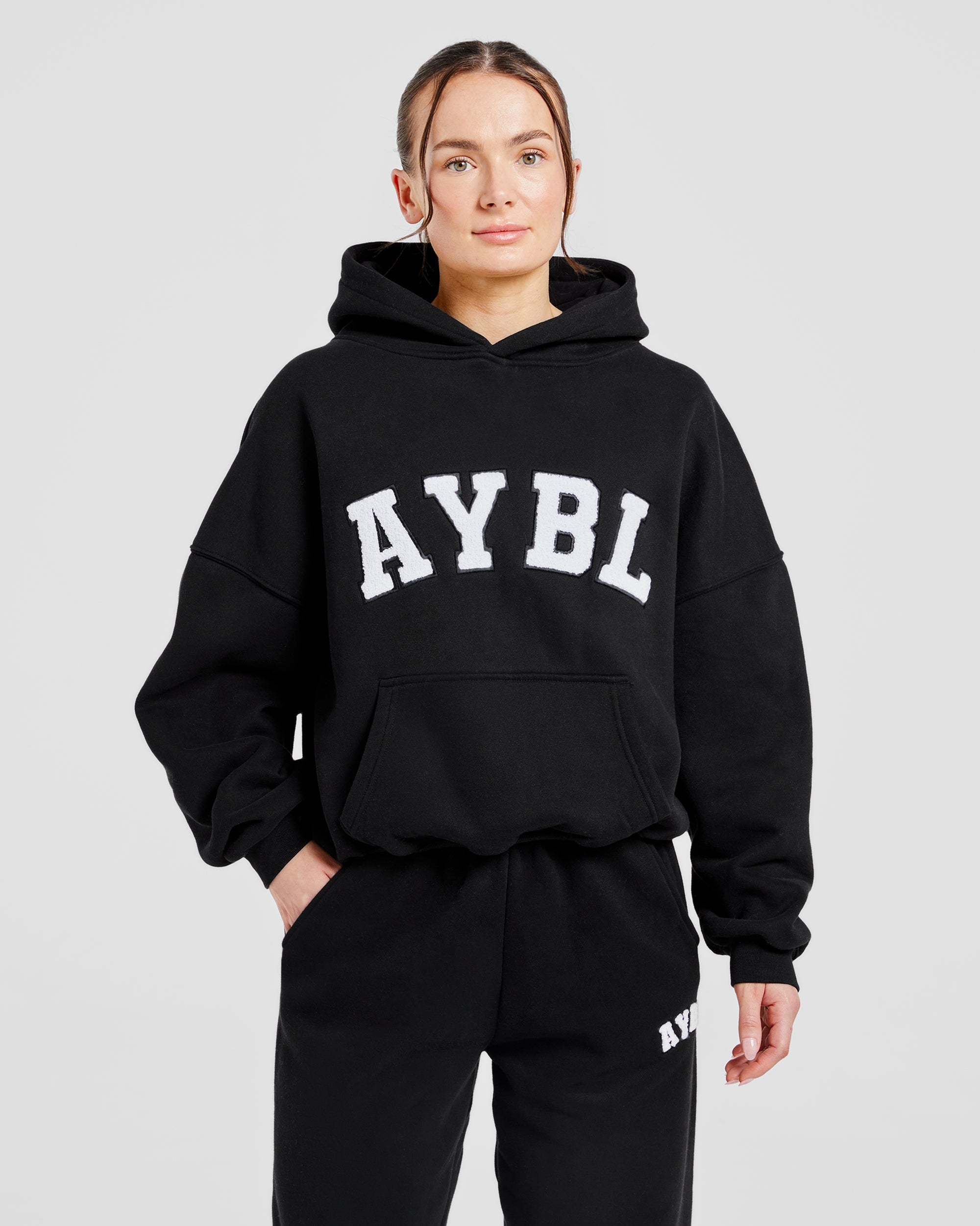 Varsity Oversized Hoodie - Zwart