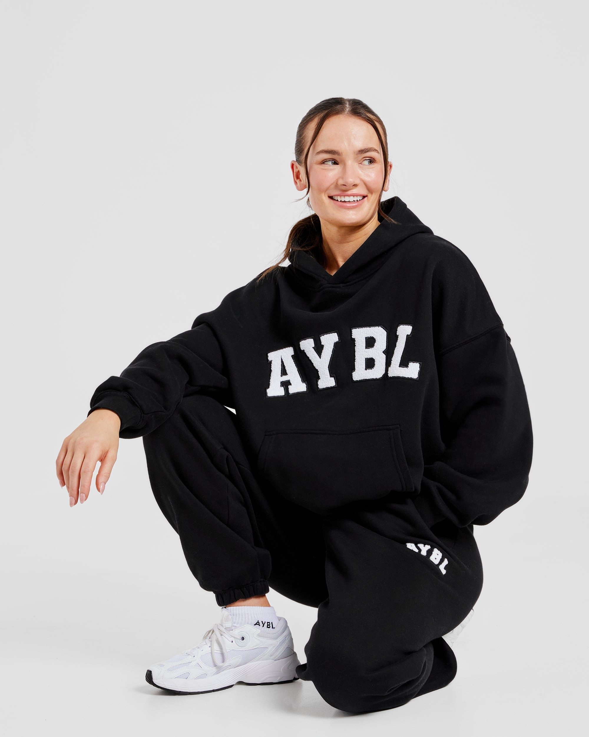 Varsity Oversized Hoodie - Zwart