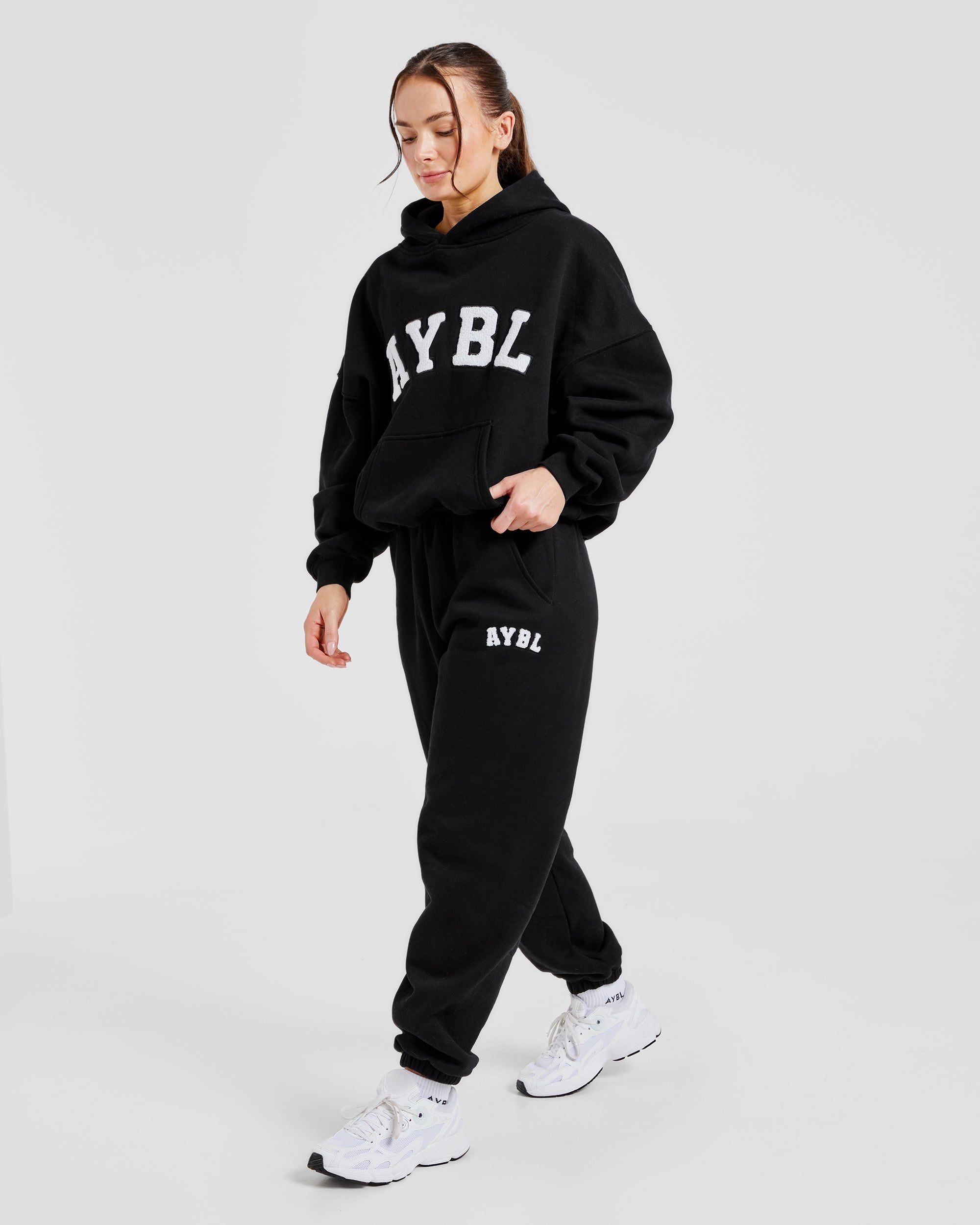 Varsity Oversized Hoodie - Zwart