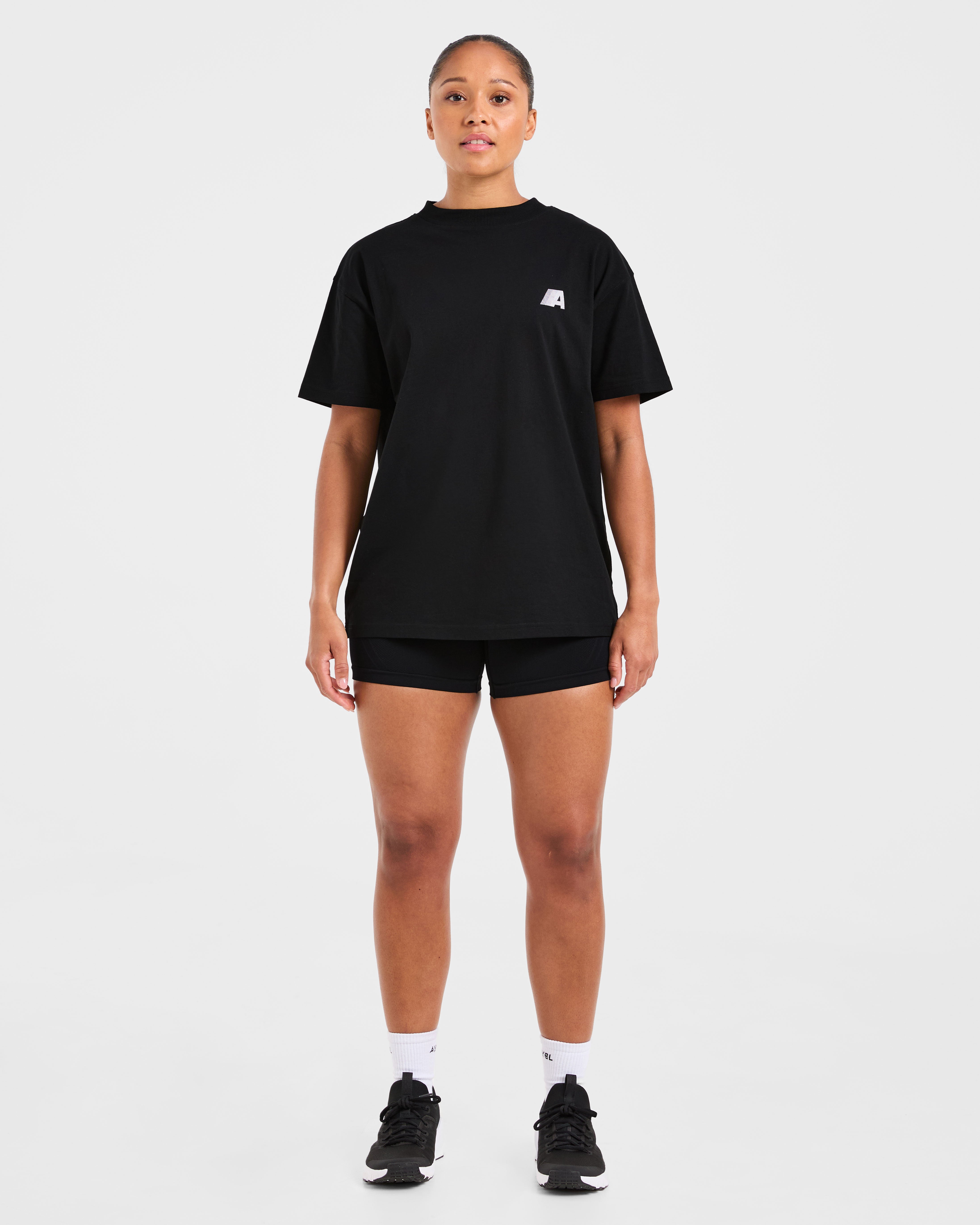 Retro Athletics Oversized T Shirt - Zwart