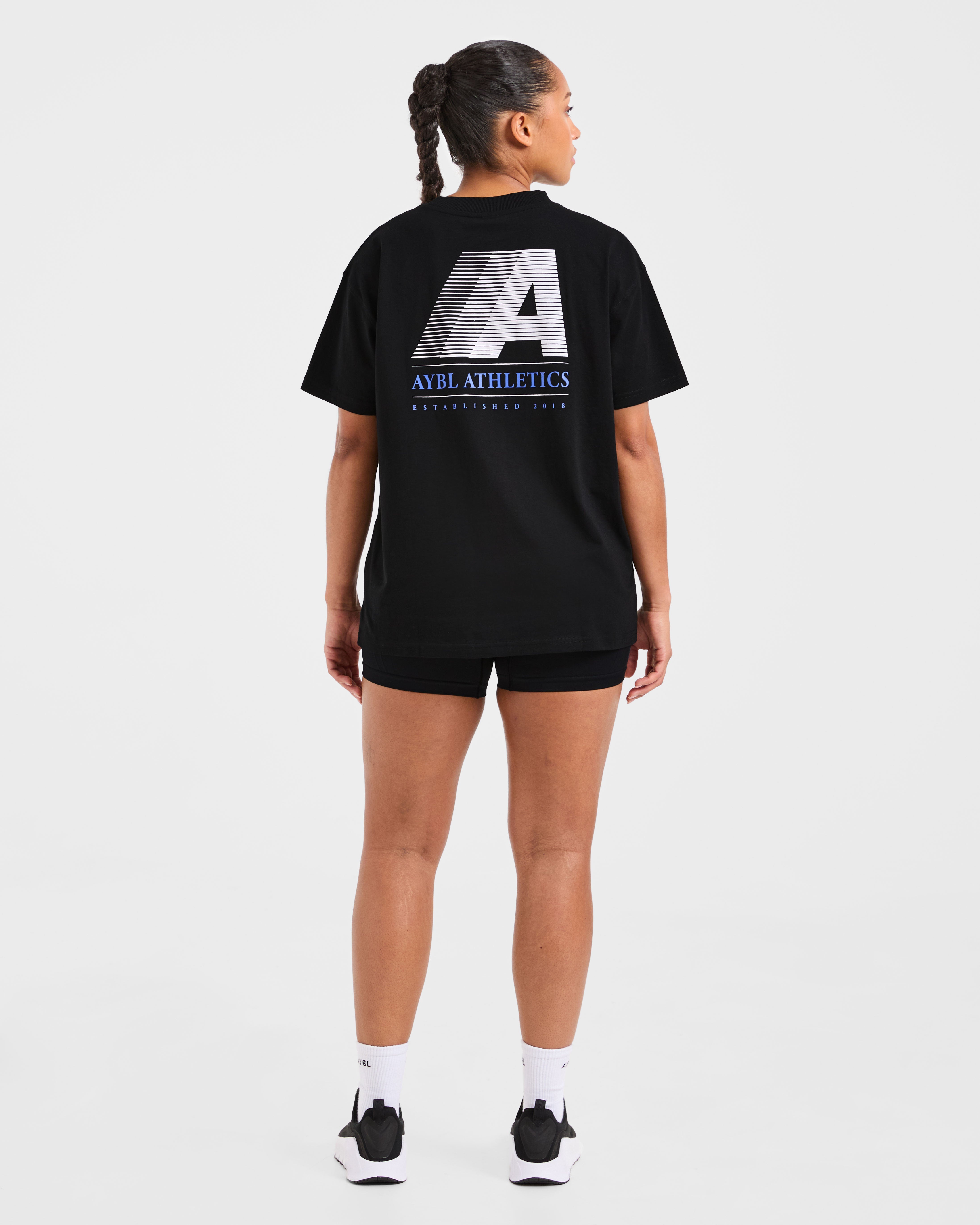 Retro Athletics Oversized T Shirt - Zwart