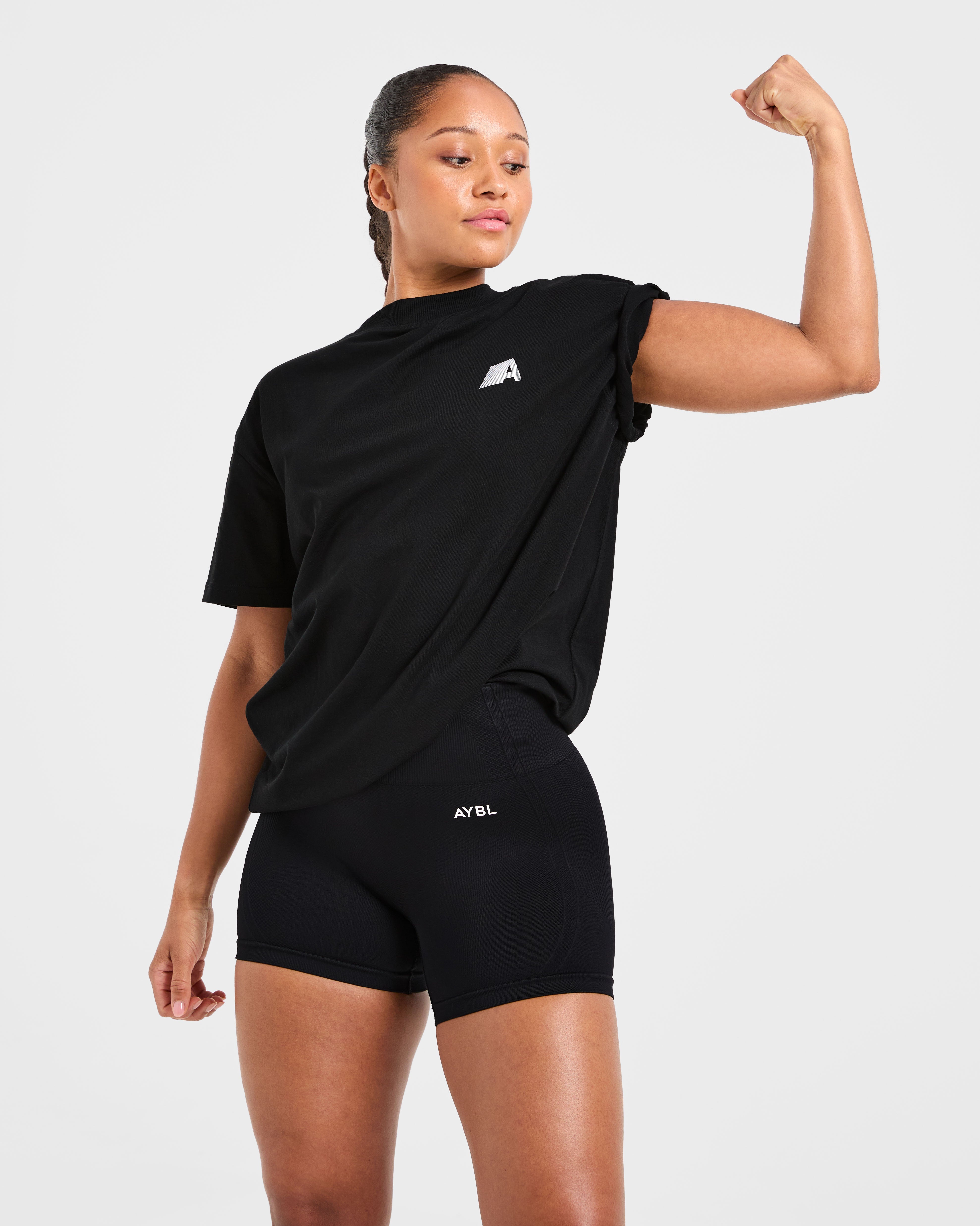 Retro Athletics Oversized T Shirt - Zwart