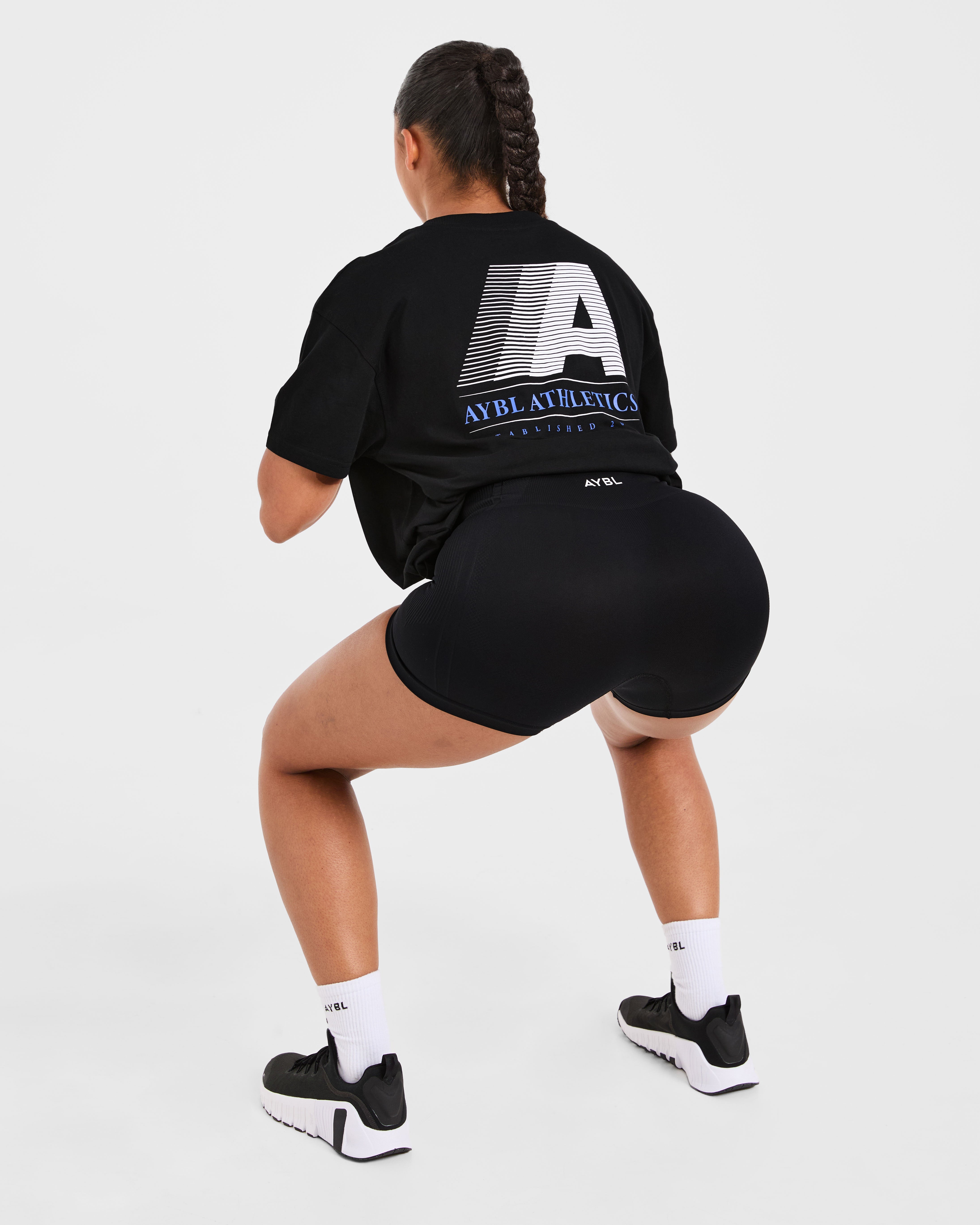 Retro Athletics Oversized T Shirt - Zwart