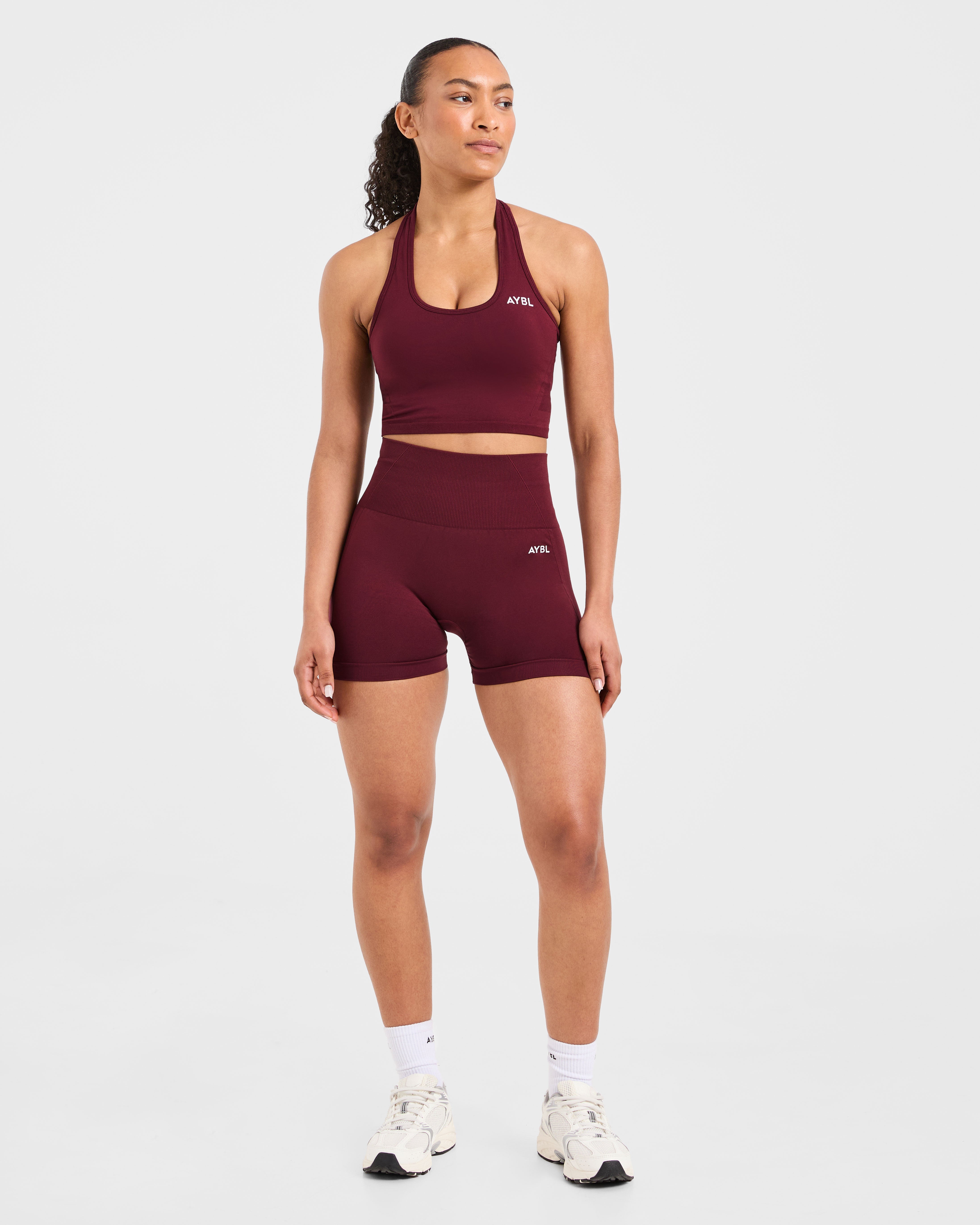 Empower Seamless Halterneck Crop Top - Rood Wine