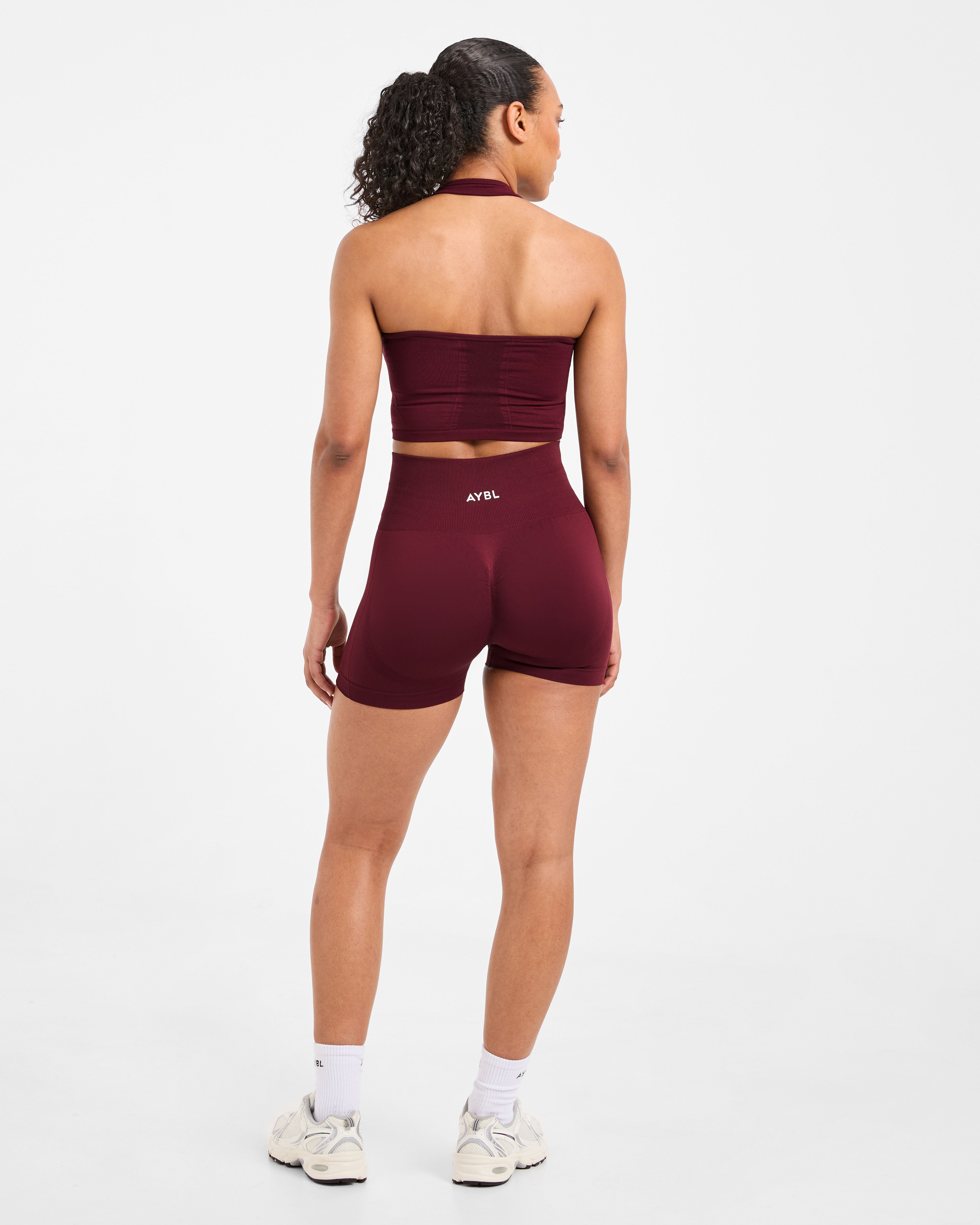 Empower Seamless Halterneck Crop Top - Rood Wine