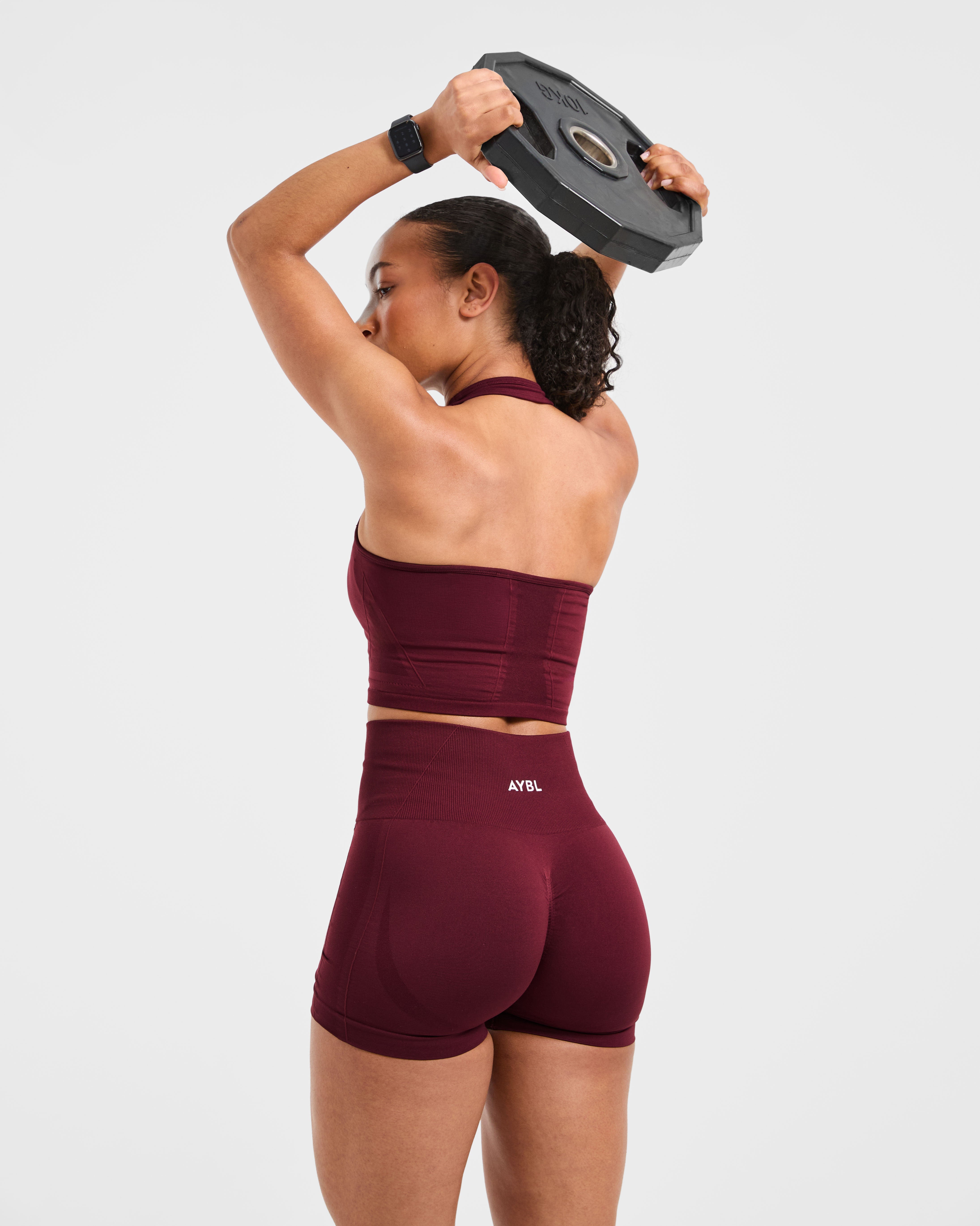 Empower Seamless Halterneck Crop Top - Rood Wine