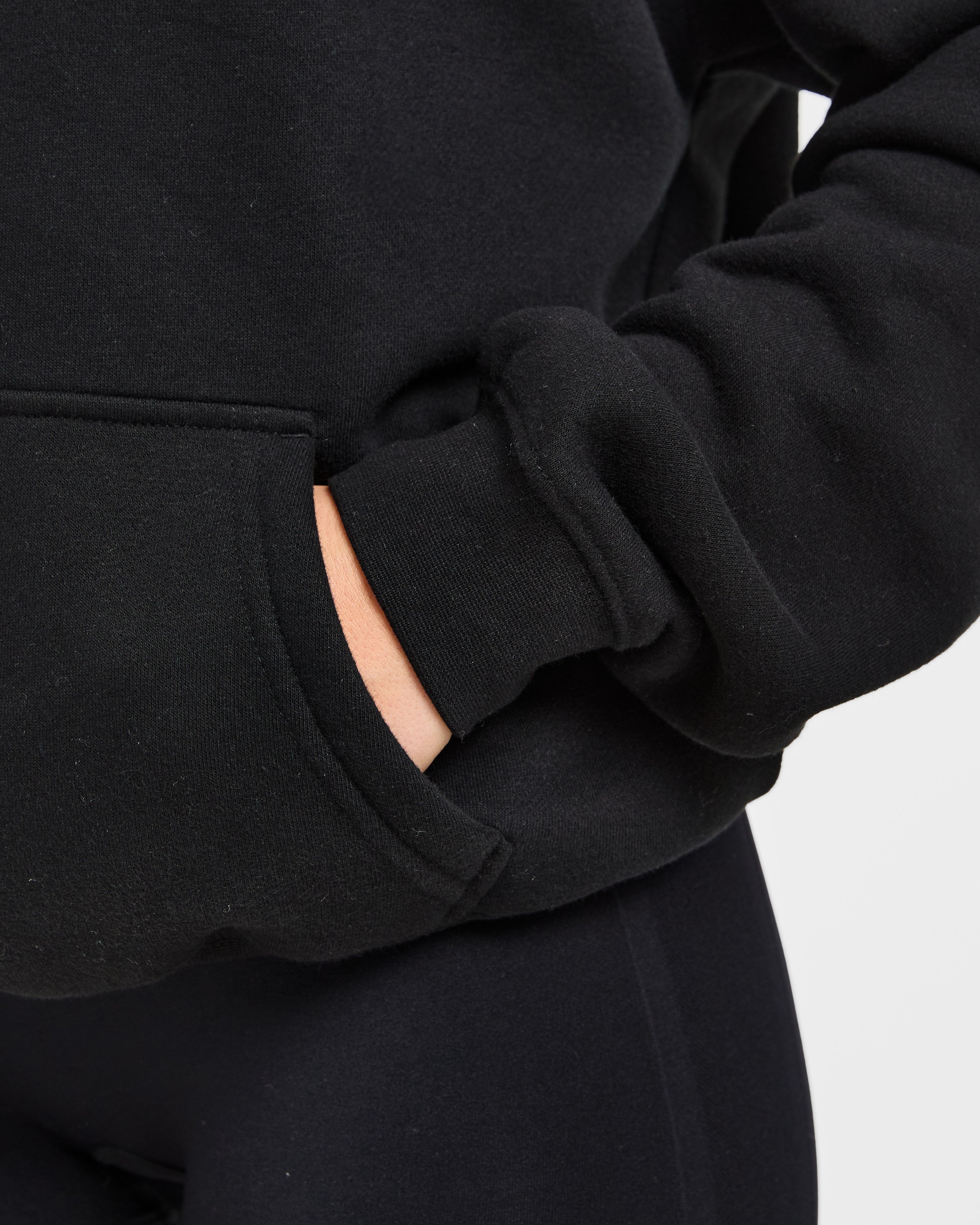 Script Embroidered Oversized Hoodie - Zwart