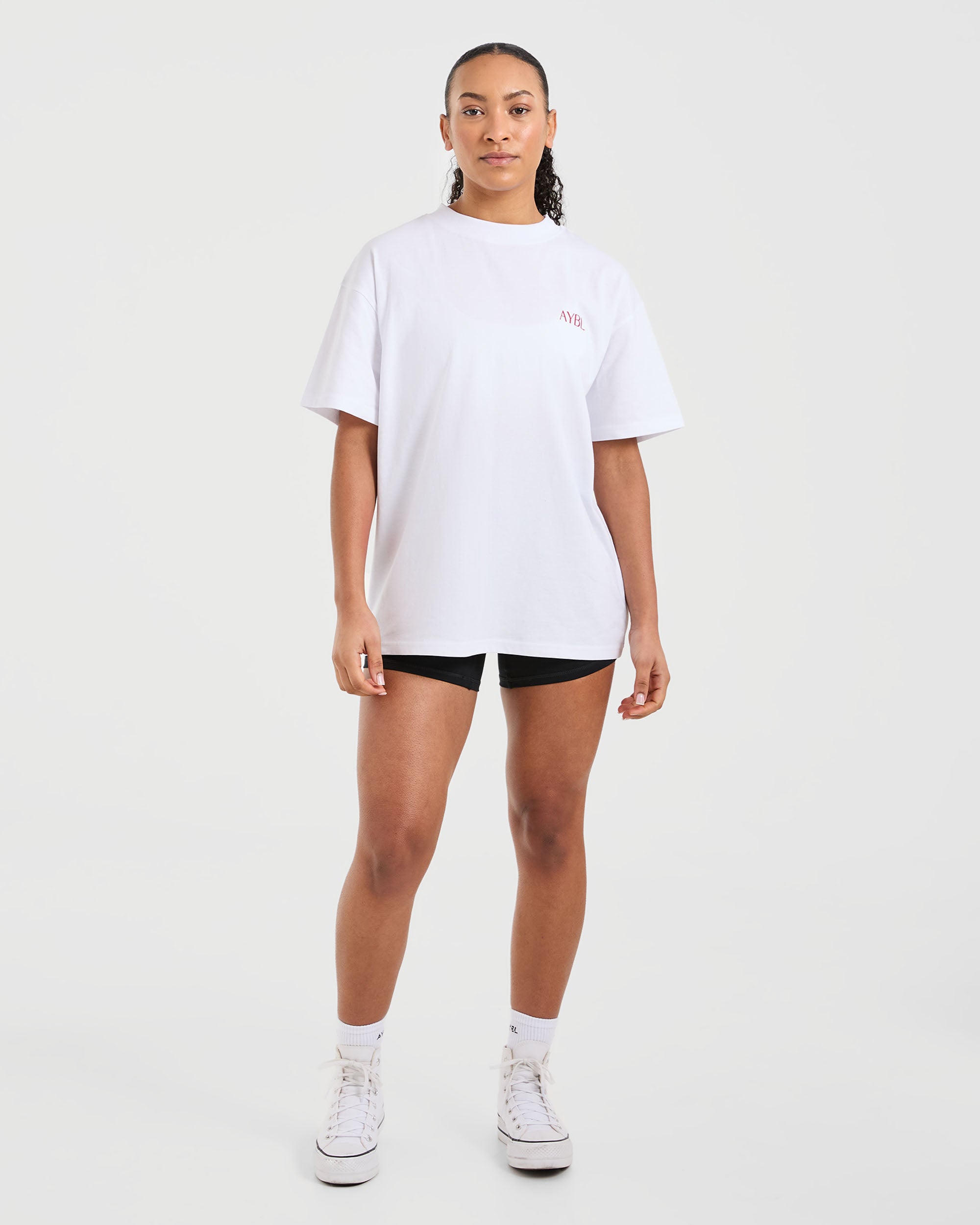 Strength Club Oversized T Shirt - Wit/Rood