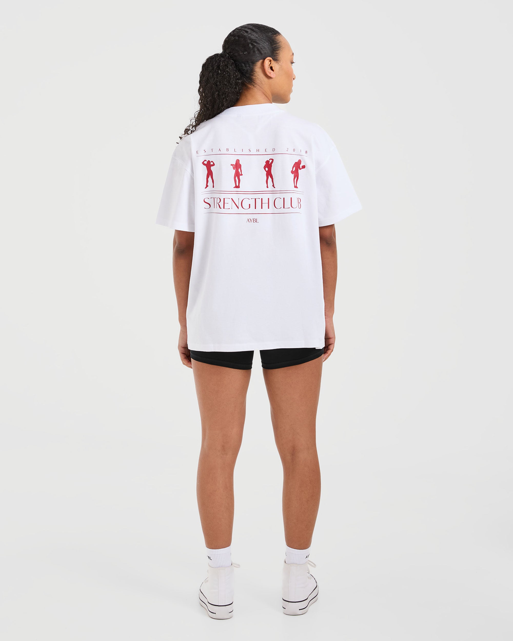 Strength Club Oversized T Shirt - Wit/Rood