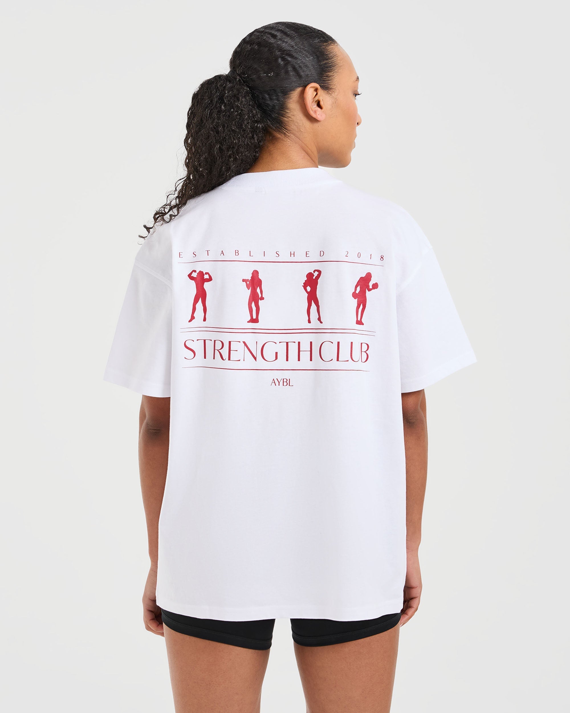 Strength Club Oversized T Shirt - Wit/Rood