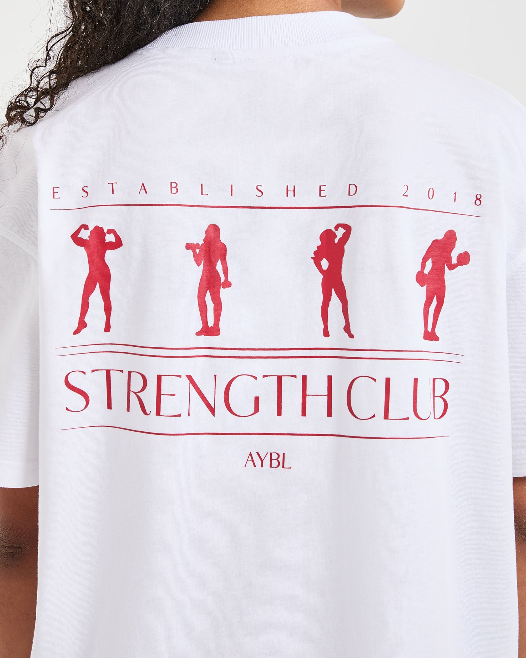 Strength Club Oversized T Shirt - Wit/Rood