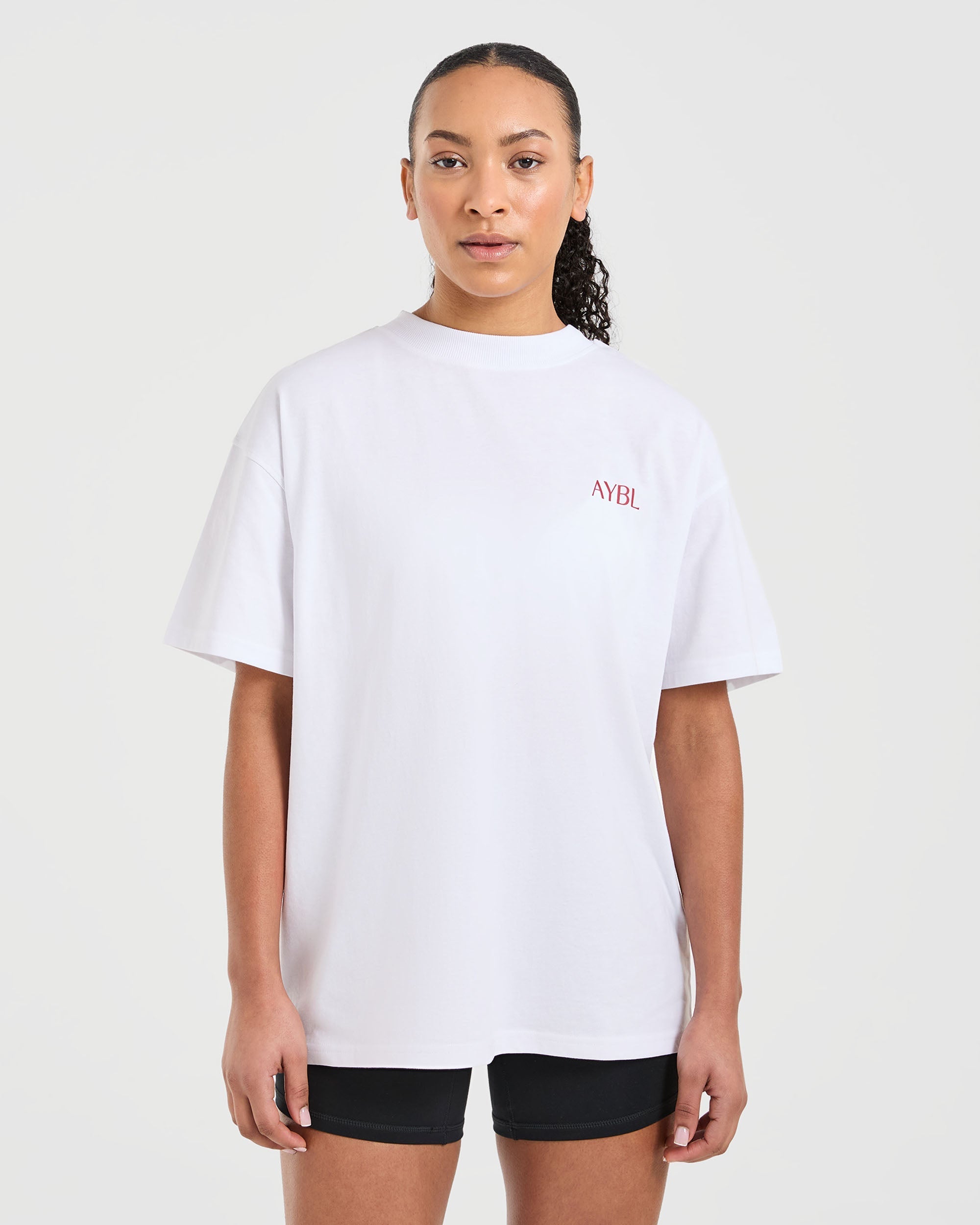 Strength Club Oversized T Shirt - Wit/Rood