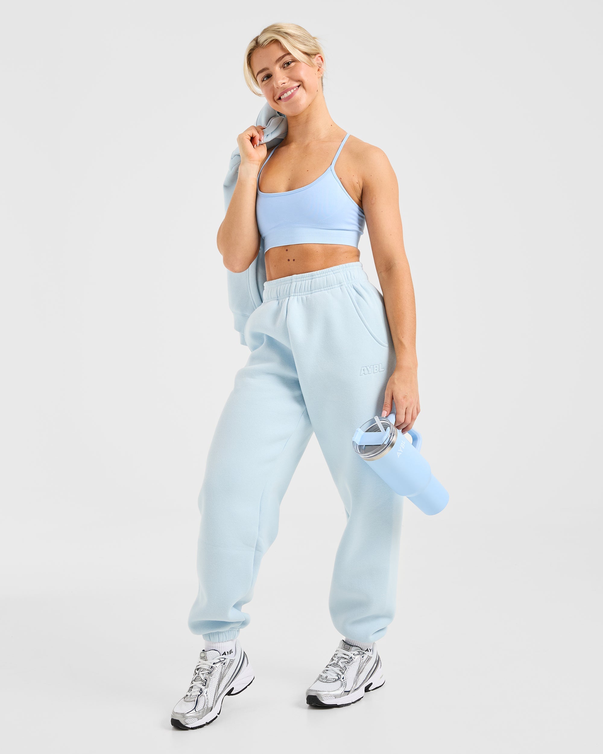 Classic Plush Oversized Joggers - Pastel Blauw