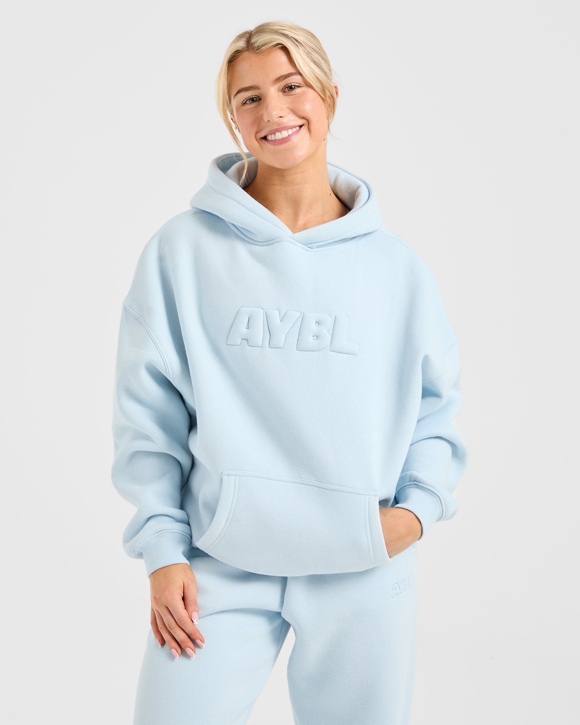 Classic Plush Oversized Hoodie - Pastel Blauw