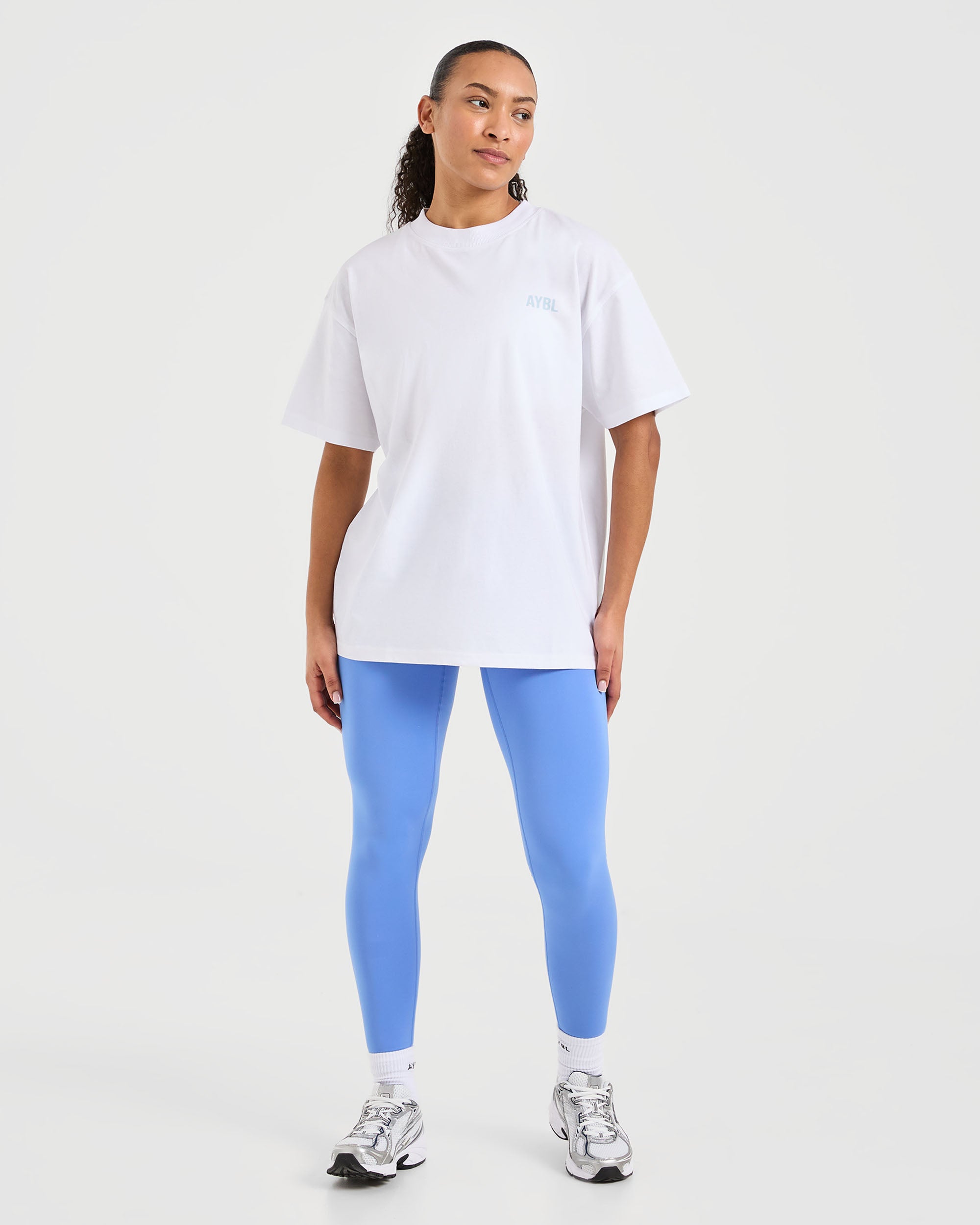 Show Up Oversized T Shirt - Wit/Blauw