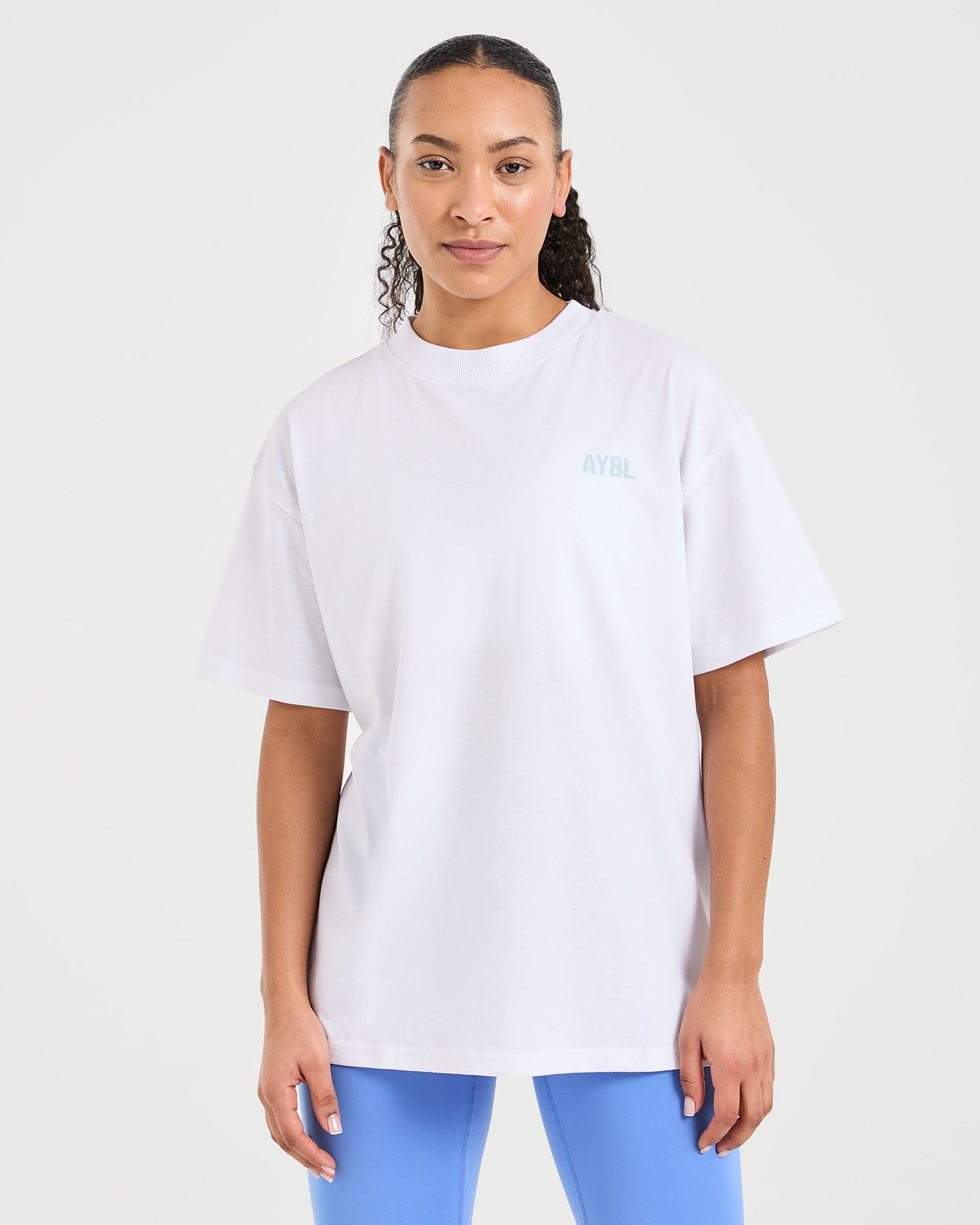 Show Up Oversized T Shirt - Wit/Blauw