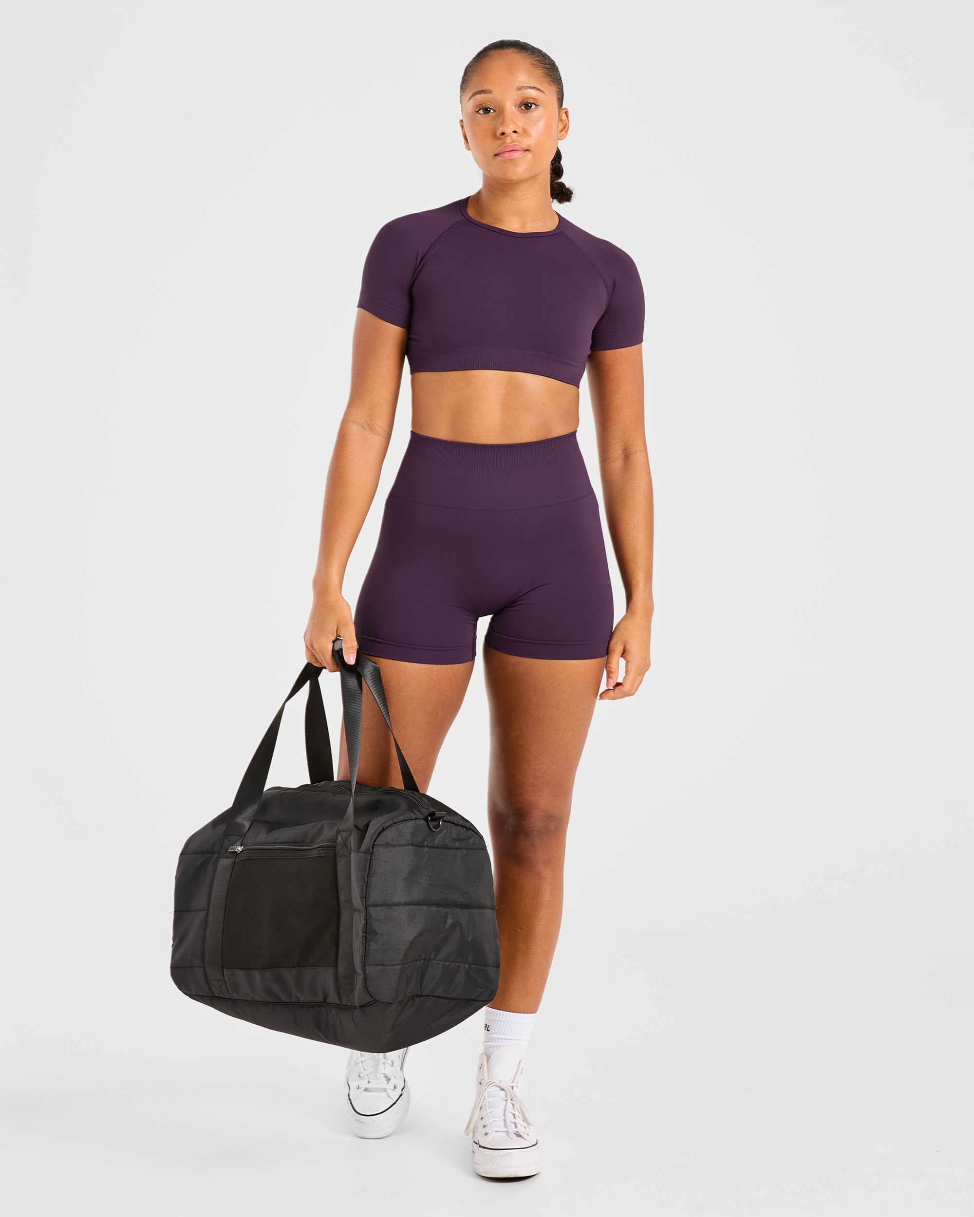 Power Seamless Crop Top - Grape Wine