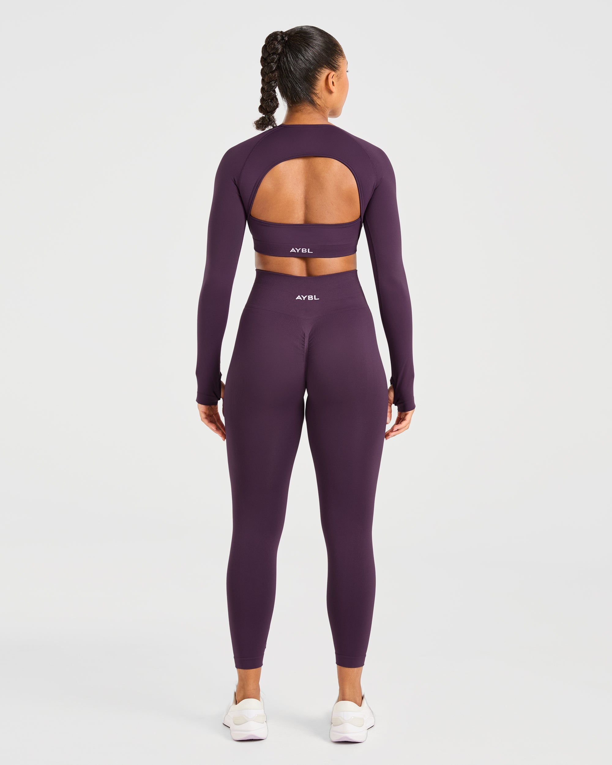 Power Seamless Long Sleeve Crop Top - Grape Wine