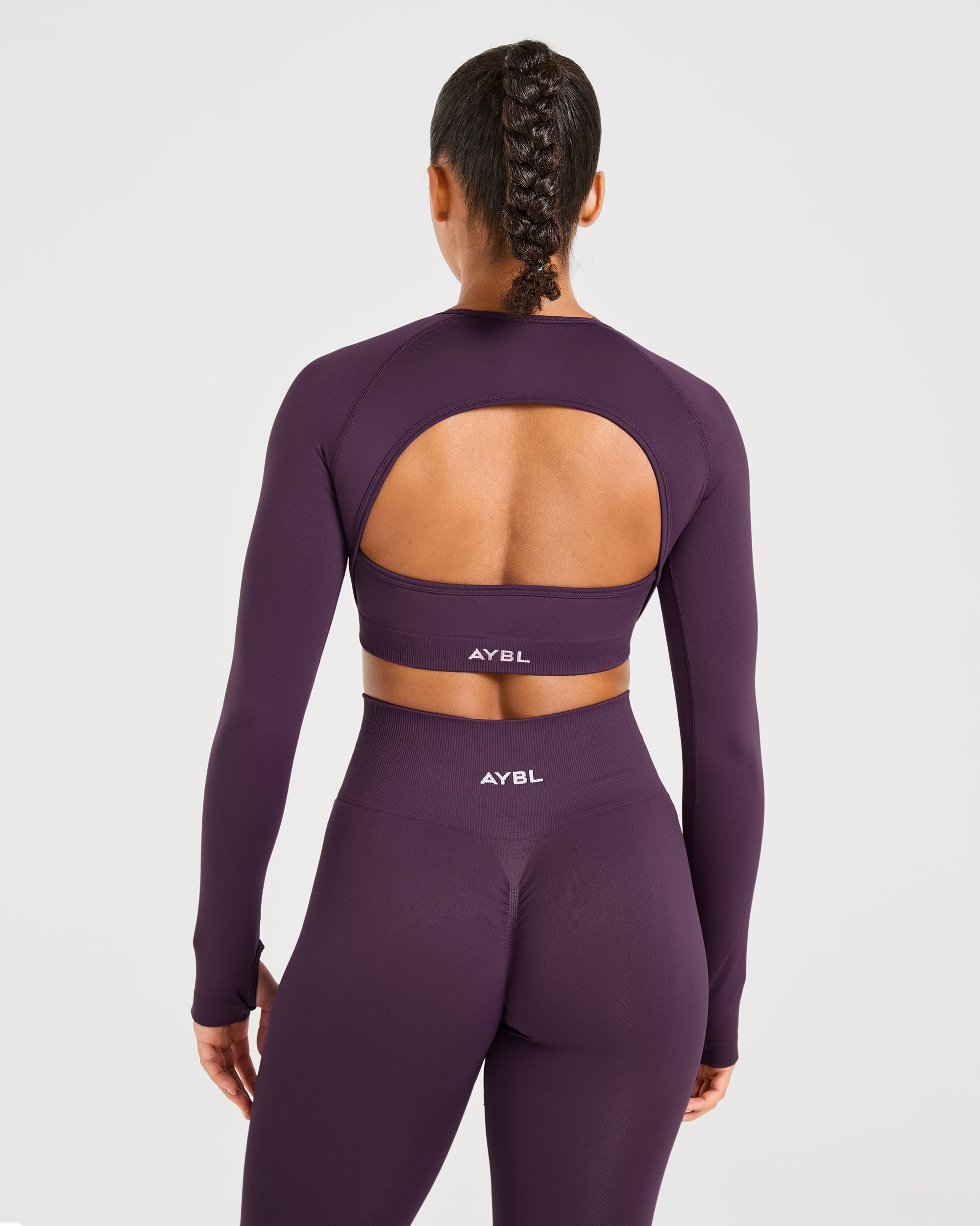 Power Seamless Long Sleeve Crop Top - Grape Wine