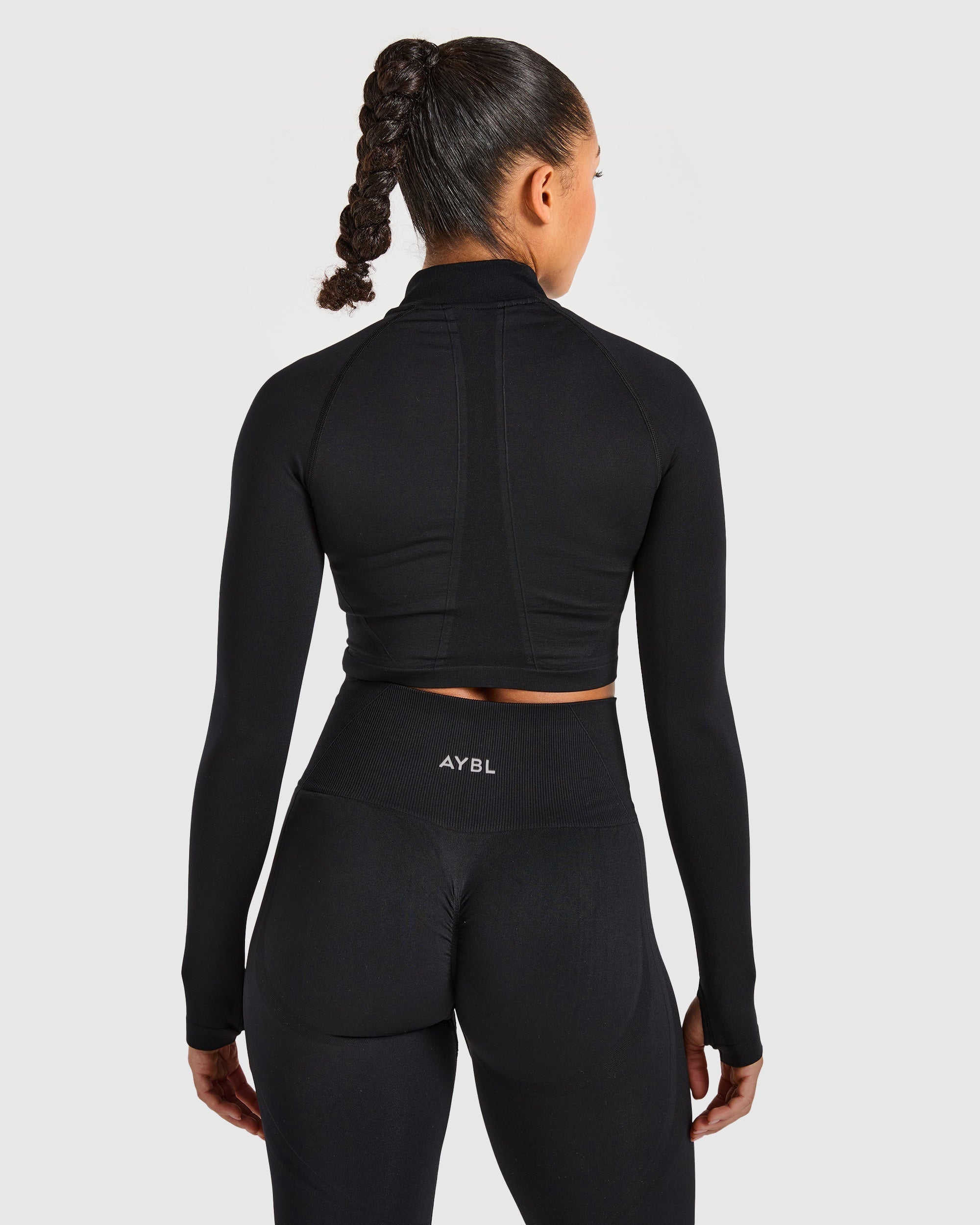 Empower Seamless Crop Zip Jacket - Zwart