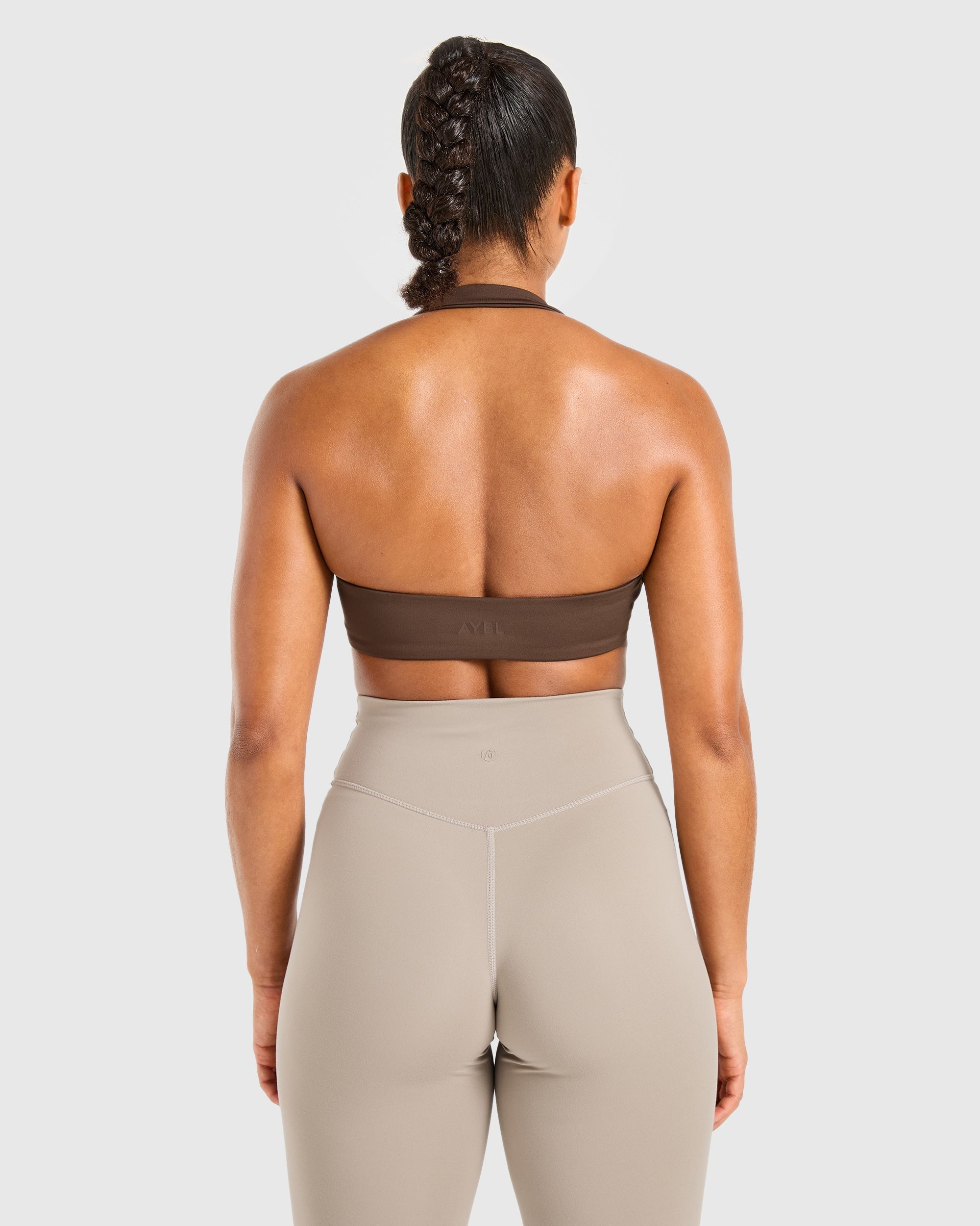 Essential Halterneck Sports Bra - Deep Cocoa Bruin