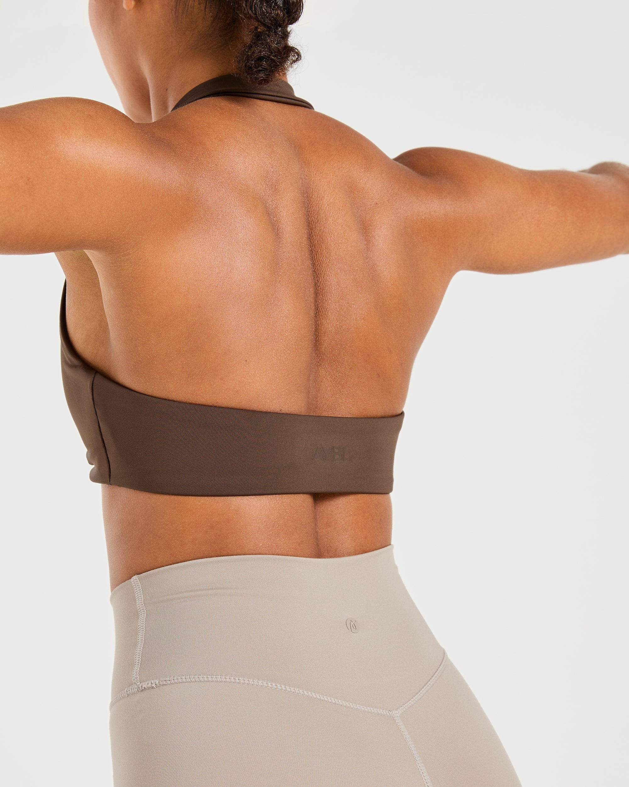 Essential Halterneck Sports Bra - Deep Cocoa Bruin