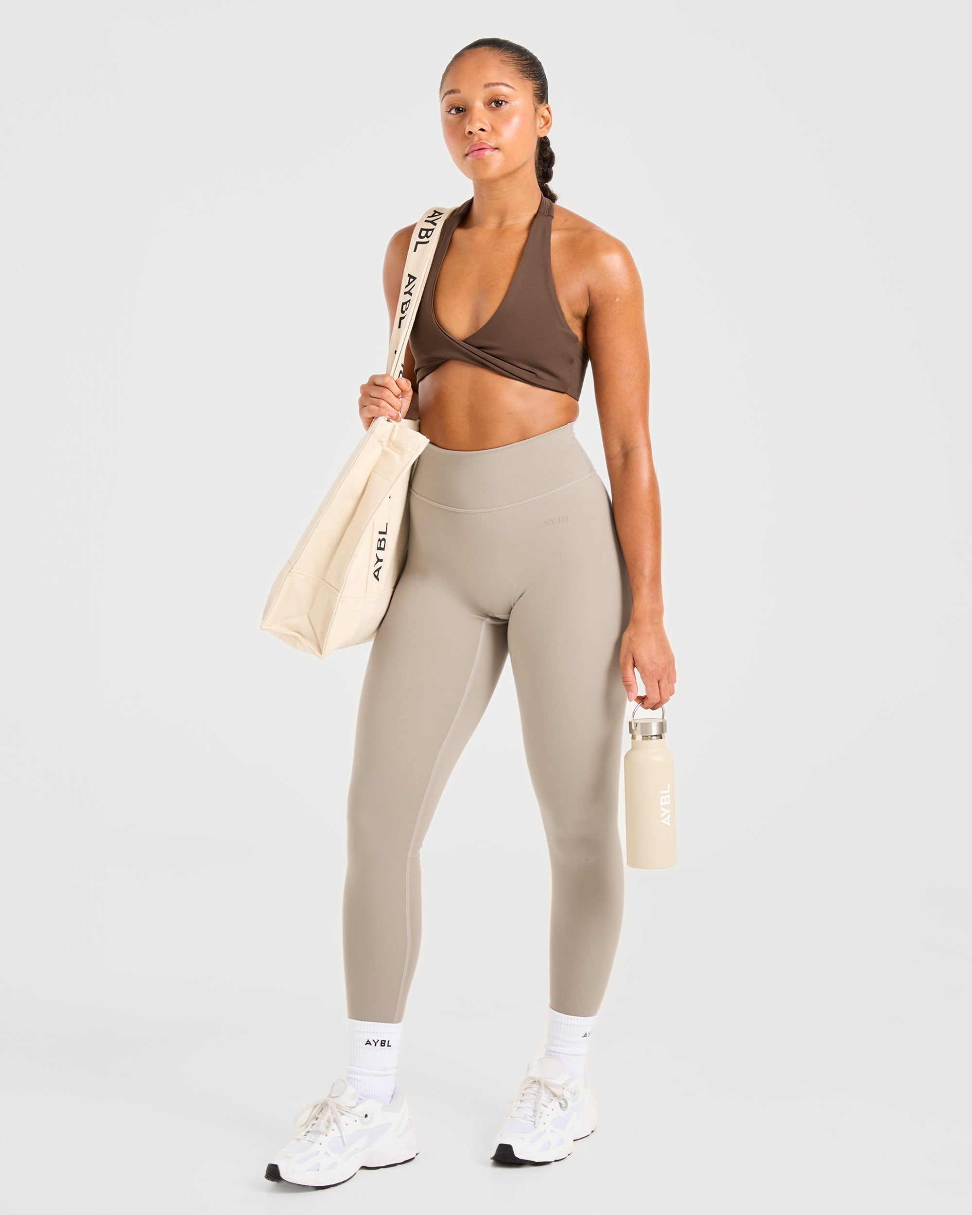 Essential Halterneck Sports Bra - Deep Cocoa Bruin