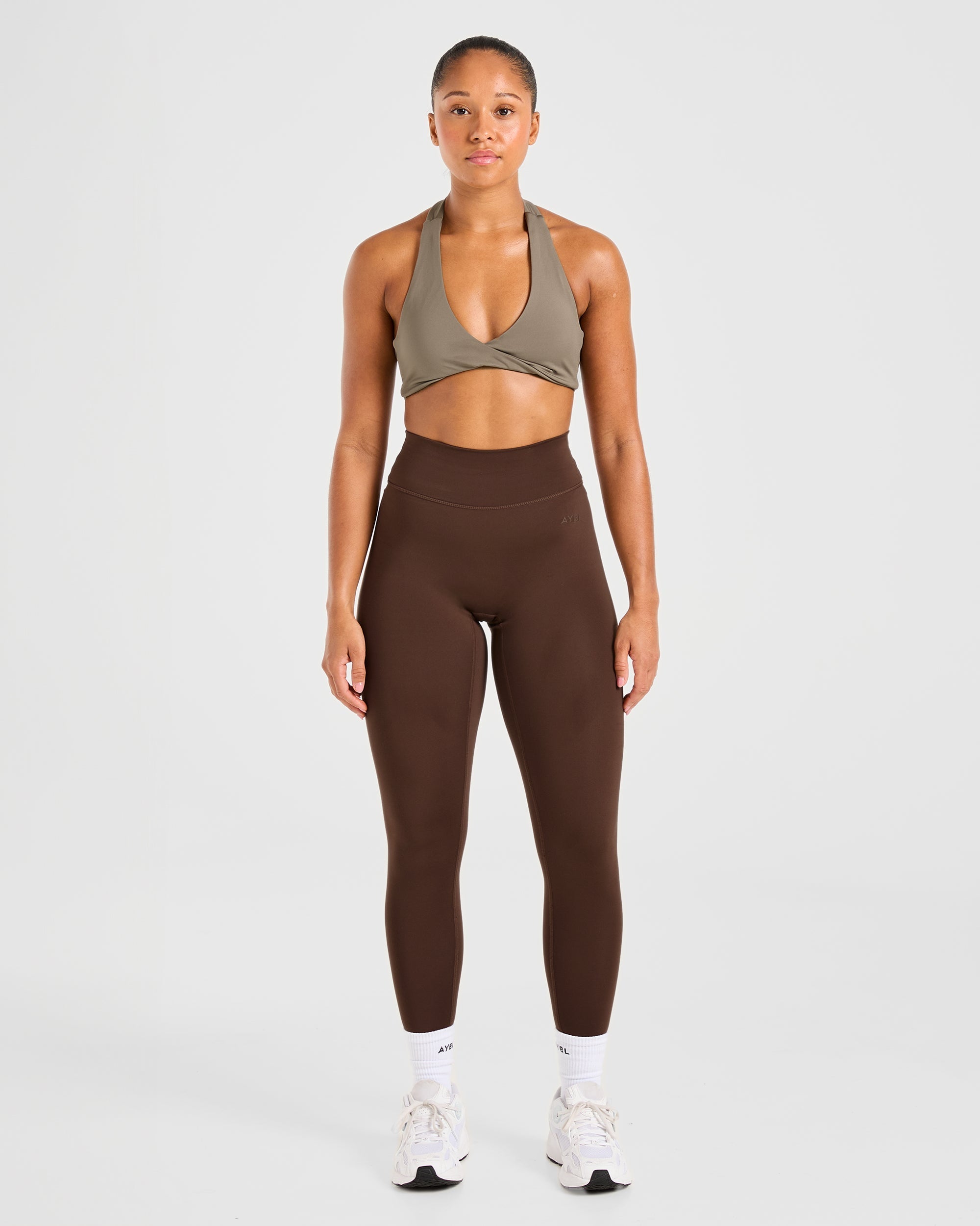 Essential Halterneck Sports Bra - Mocha Bruin