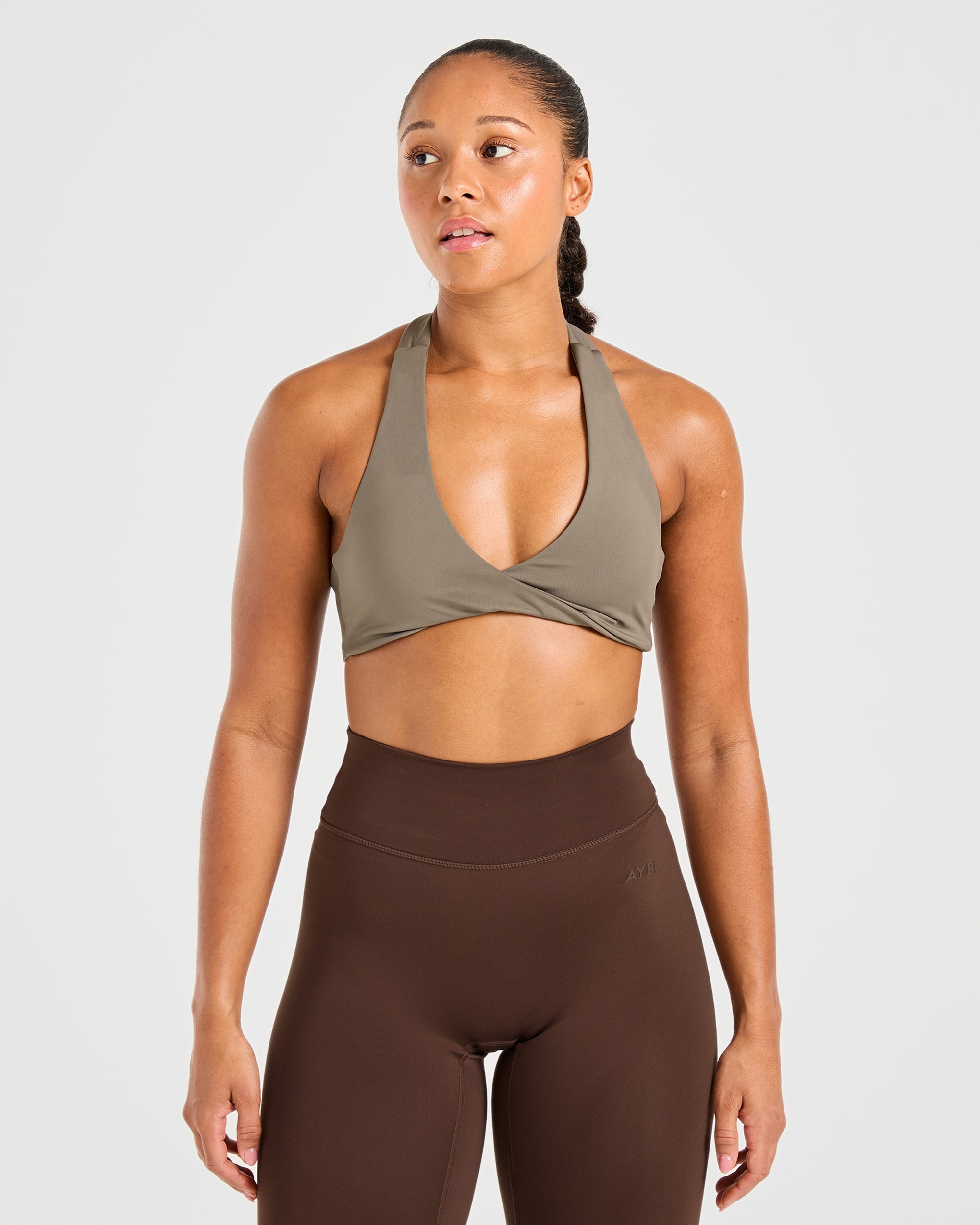 Essential Halterneck Sports Bra - Mocha Bruin