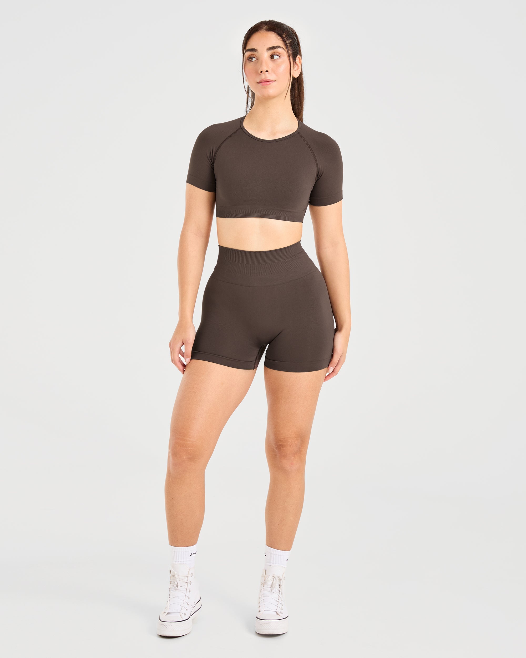 Power Seamless Crop Top - Chestnut Bruin