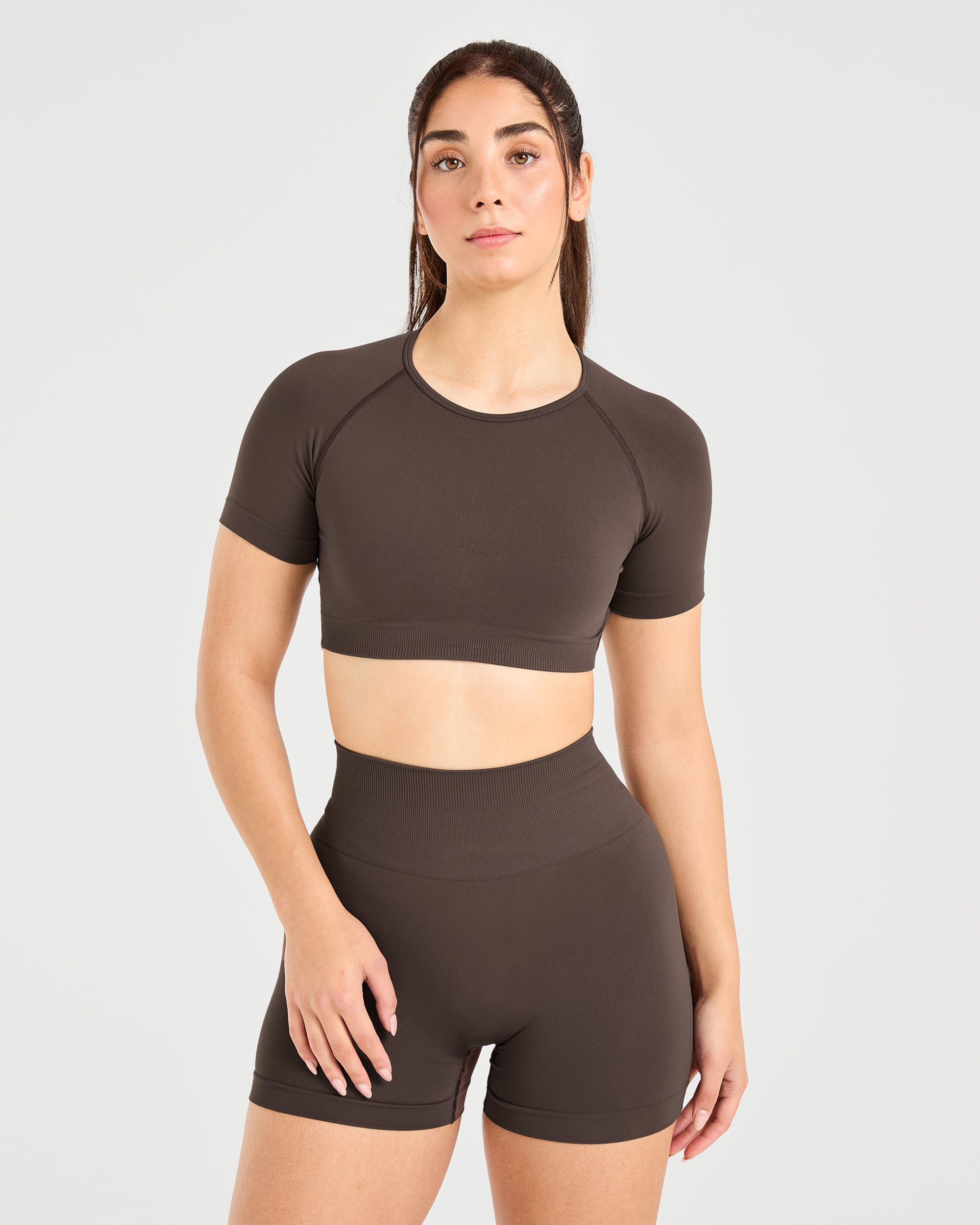 Power Seamless Crop Top - Chestnut Bruin