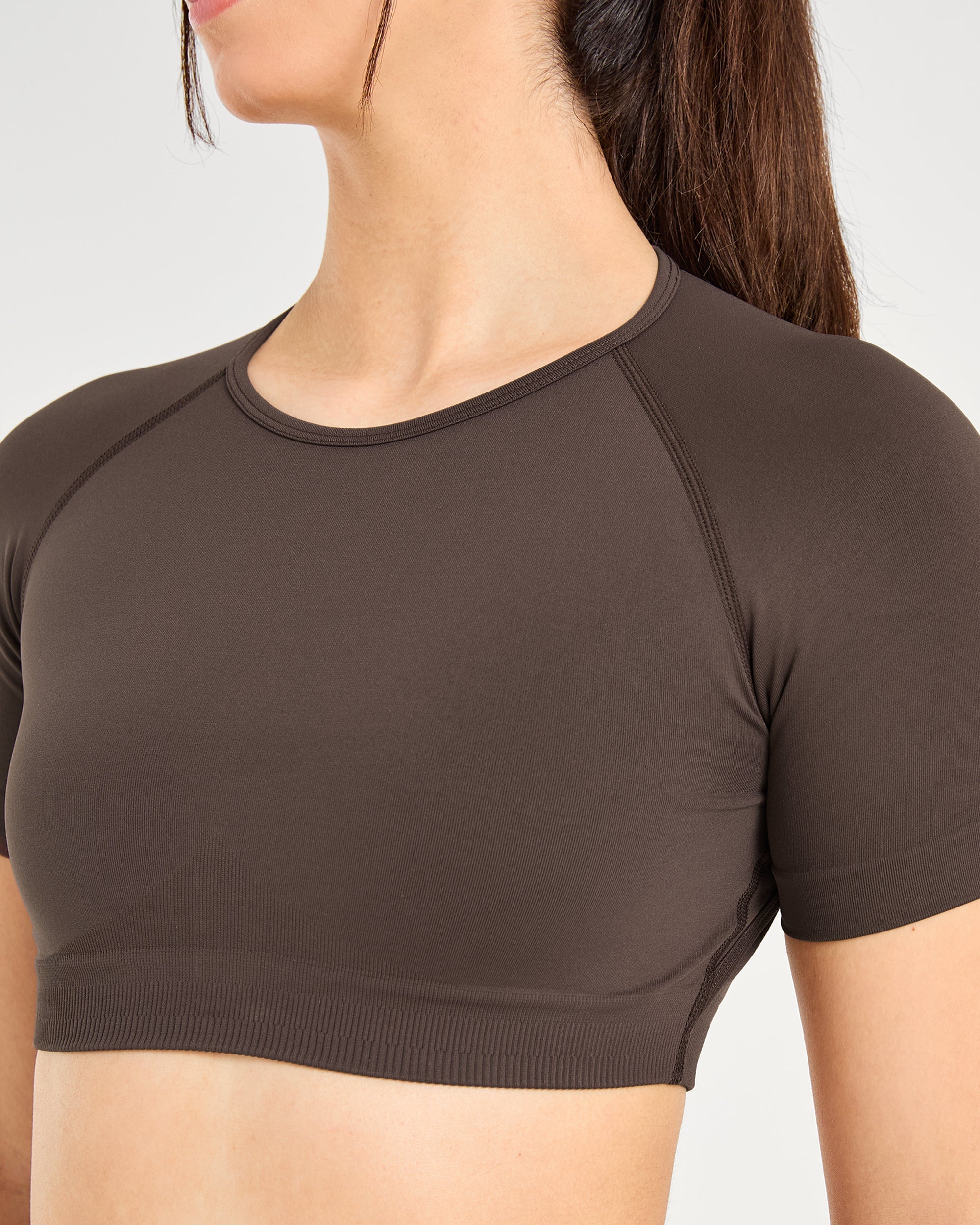 Power Seamless Crop Top - Chestnut Bruin