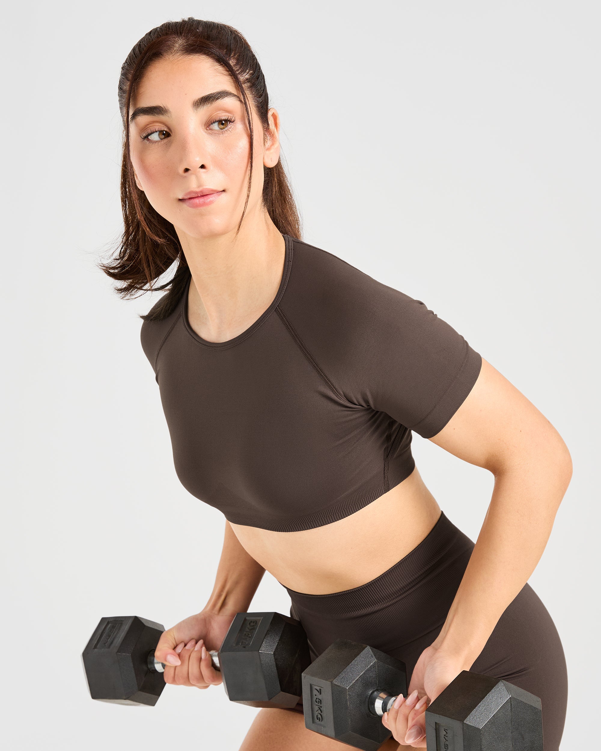 Power Seamless Crop Top - Chestnut Bruin