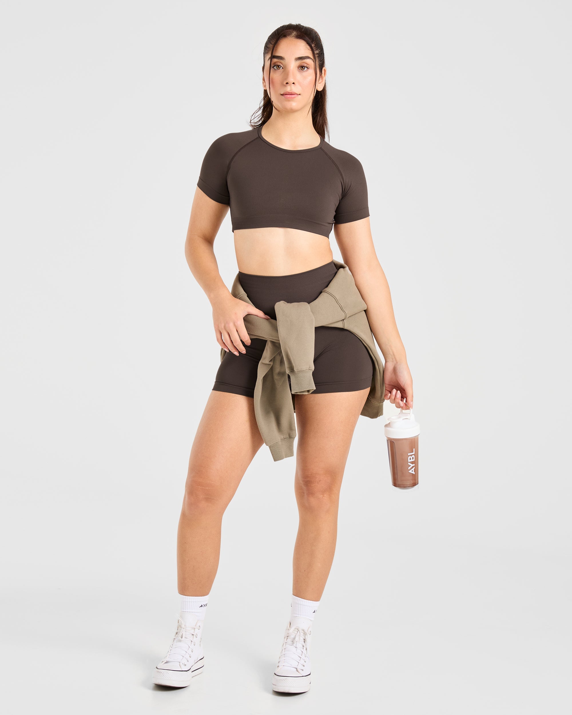 Power Seamless Crop Top - Chestnut Bruin