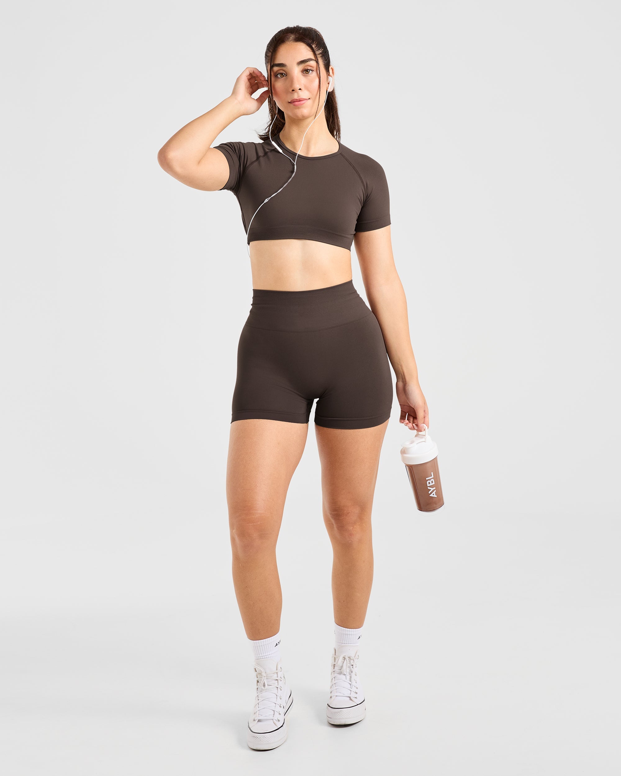 Power Seamless Shorts - Chestnut Bruin