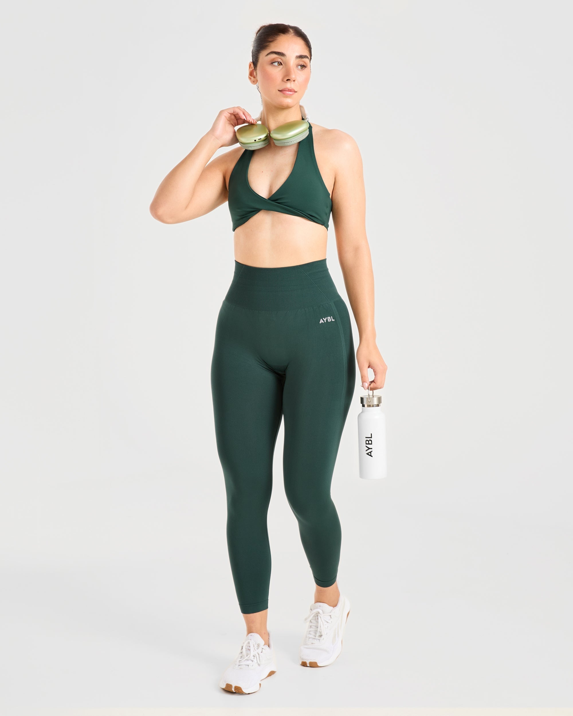 Essential Halterneck Sports Bra - Deep Groen