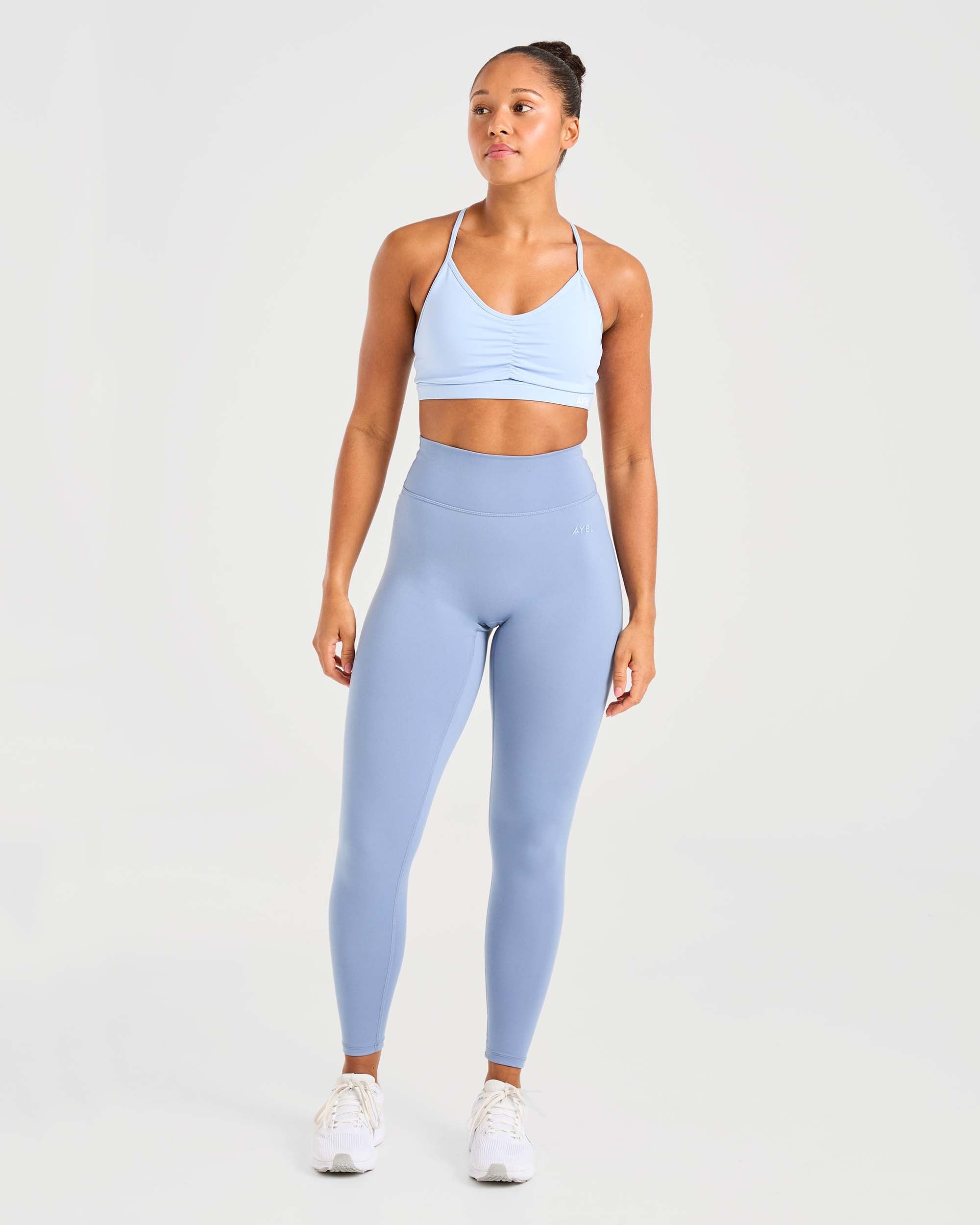 Essential Ruched Sports Bra - Powder Blauw