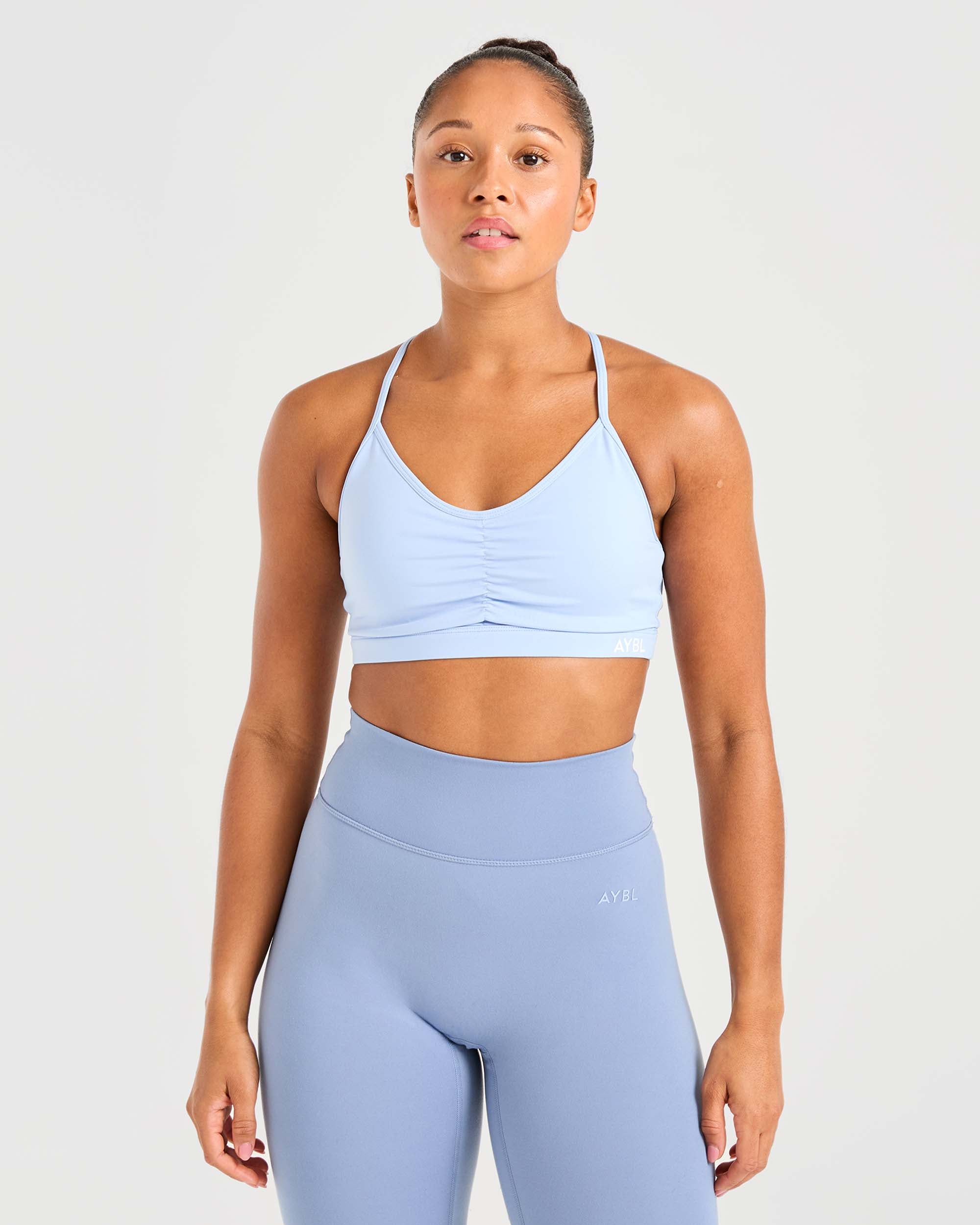 Essential Ruched Sports Bra - Powder Blauw