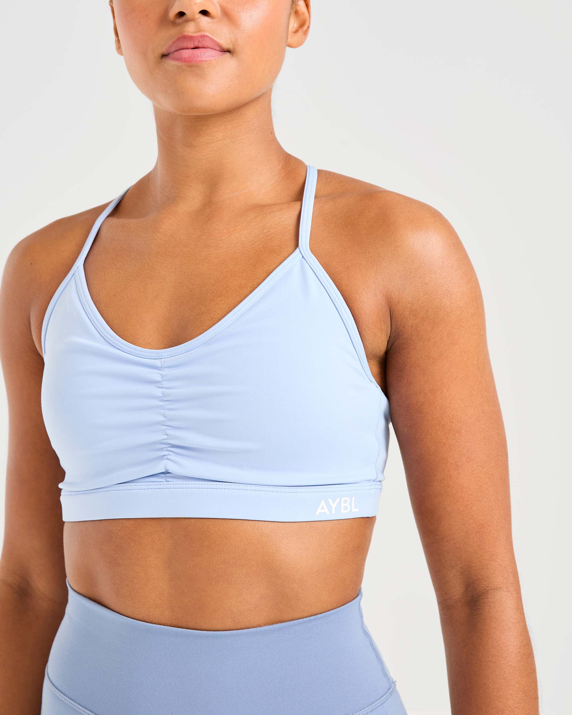 Essential Ruched Sports Bra - Powder Blauw